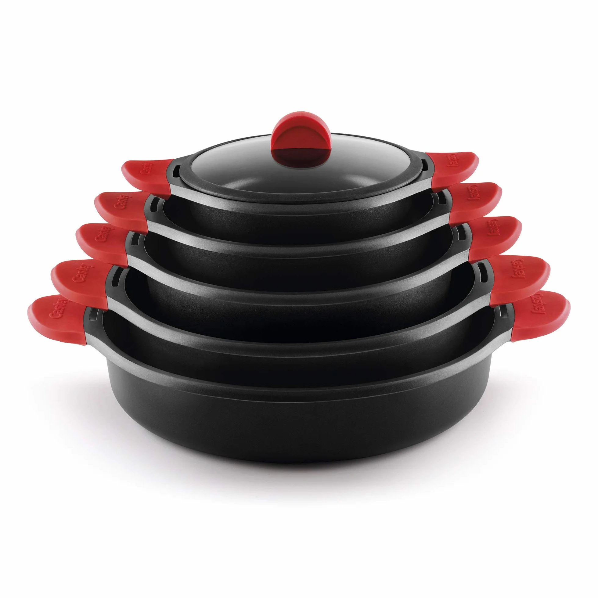 CASTEY - Cacerola Baja de Inducción, 40 cm, Modelo IR40, Aluminio, con Tapa, Revestimiento Antiadherente, Distribuye de Forma Homogénea el Calor, Resistente y Duradera, Libre de PFOA