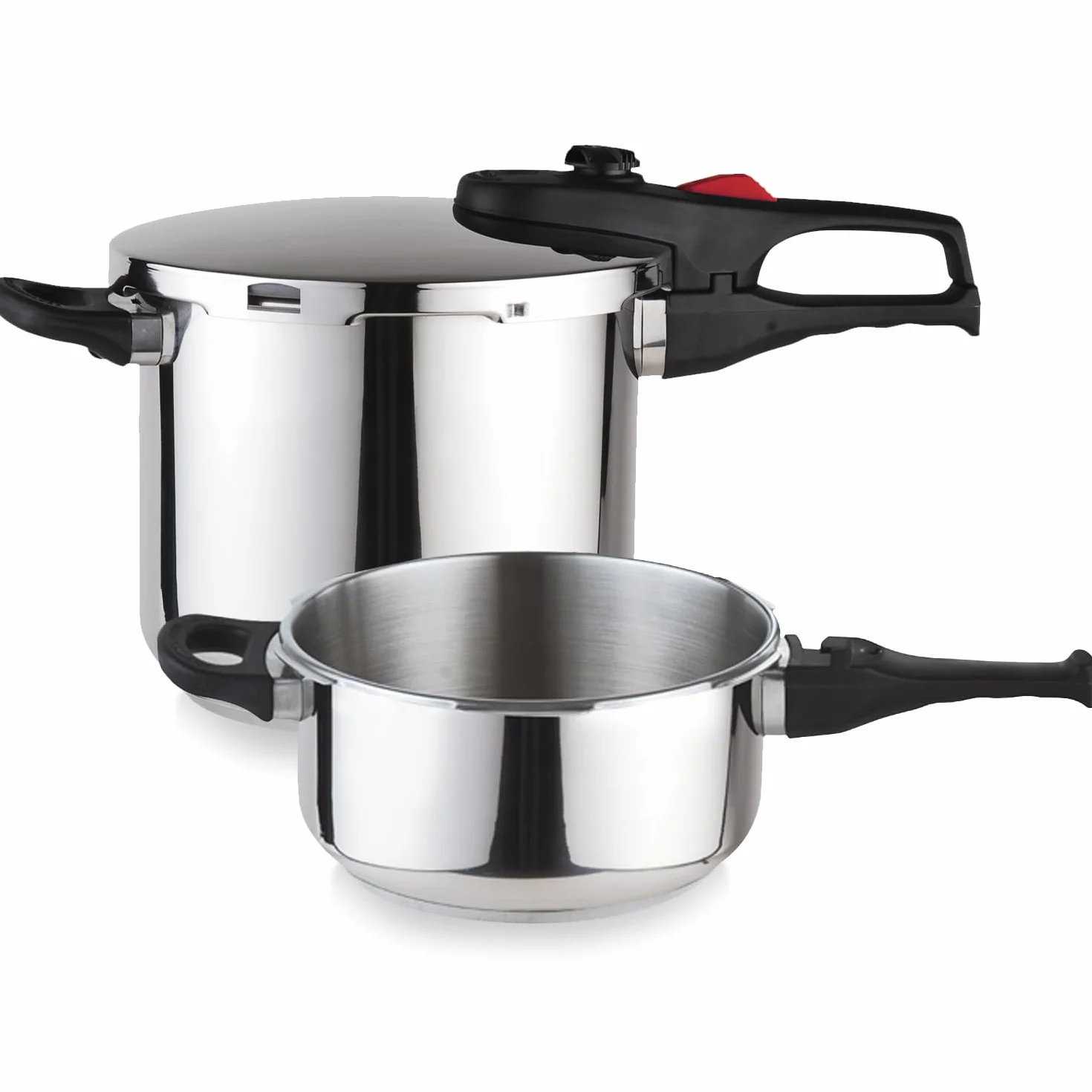 Magefesa Practika Plus - Set de Ollas Express Rápidas 4 + 6L, Acero Inoxidable 18/10, Sensor de Presión, Inducción, Cocina Sana, Cierre Seguro