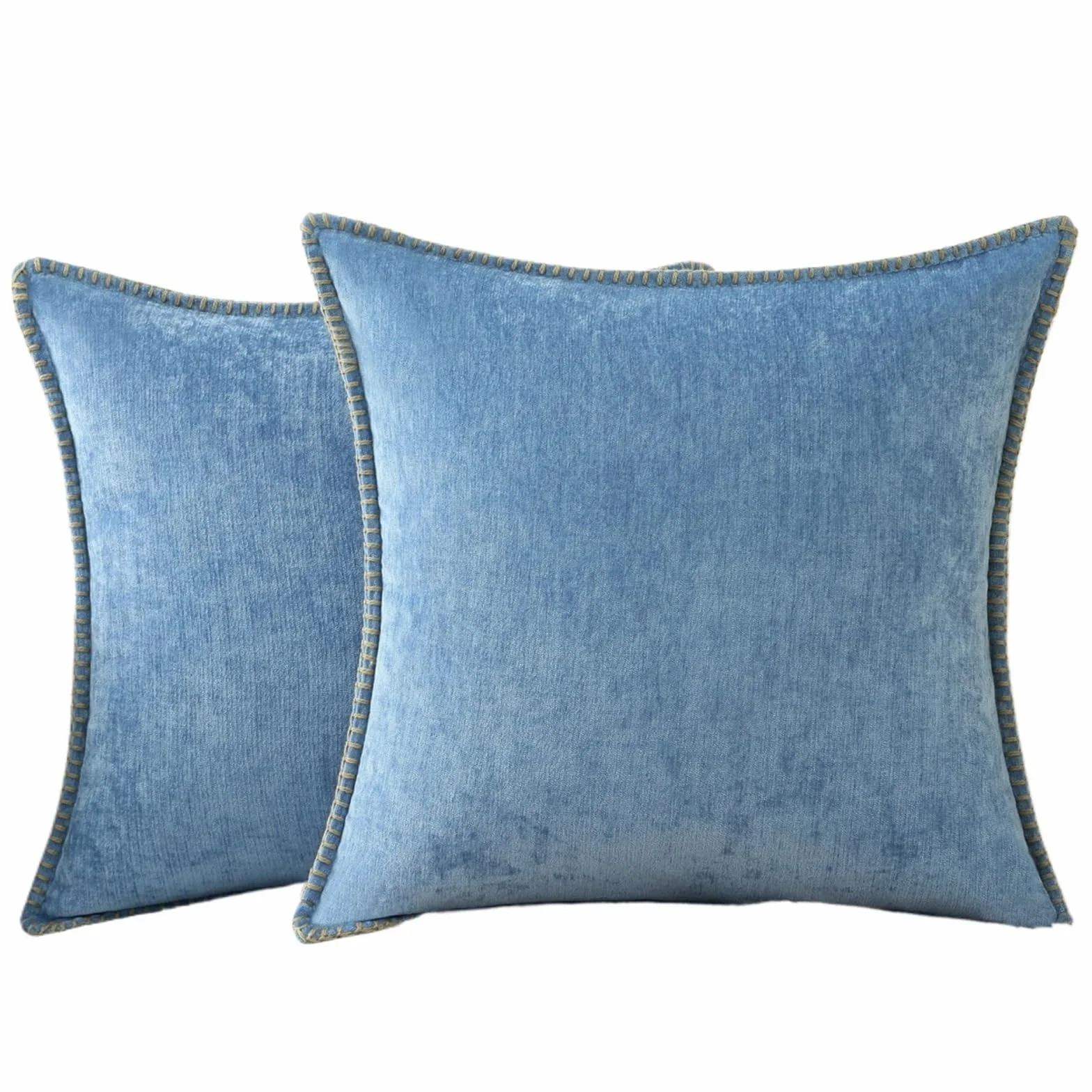 Fundas de Almohada de Pana, Funda de cojín Decorativa for sofá, hogar, Coche, Oficina, Hotel, 2 uds.(Blue,26X26inch(66x66cm))