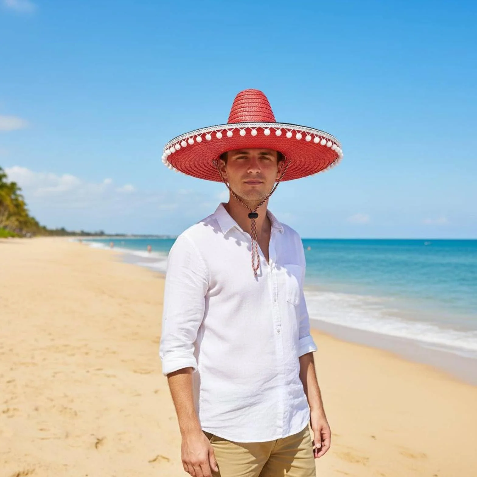 Tradicional Ancha Sombrero Protector Solar Gorro Decorativo con Borlas Diseño Llamativo para Adultos Adecuado para Celebraciones Fotografía