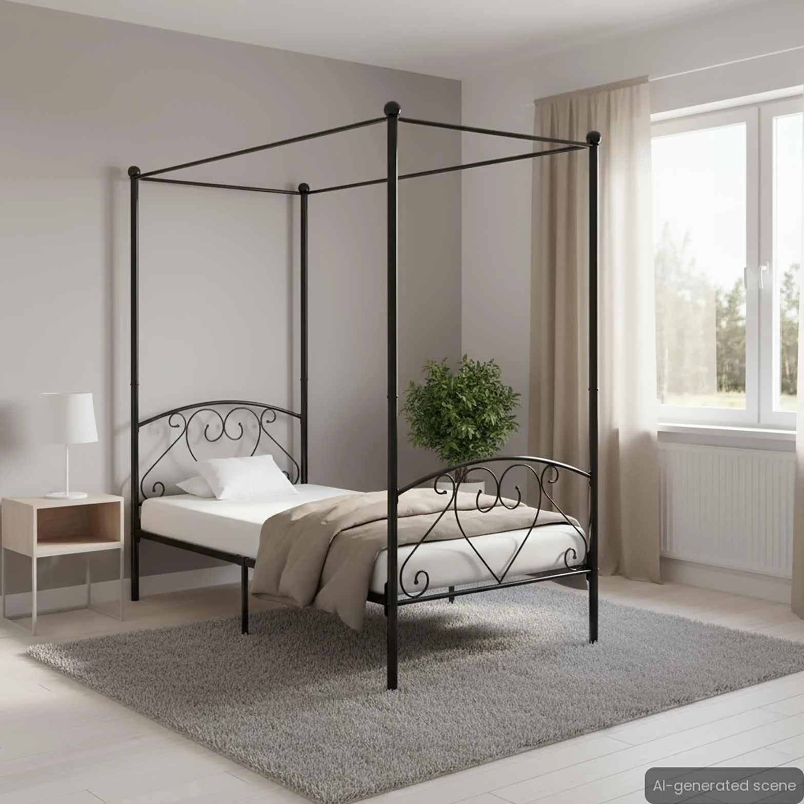 vidaXL Estructura Cama con Dosel sin colchón Metal Negro 120x200 cm