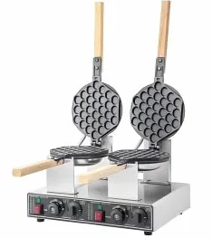 Máquina para gofres Bubble: máquina profesional para gofres de huevo con dos placas de cocción con revestimiento antiadherente, termostato y temporizador; máquina profesional para gofres Bubble