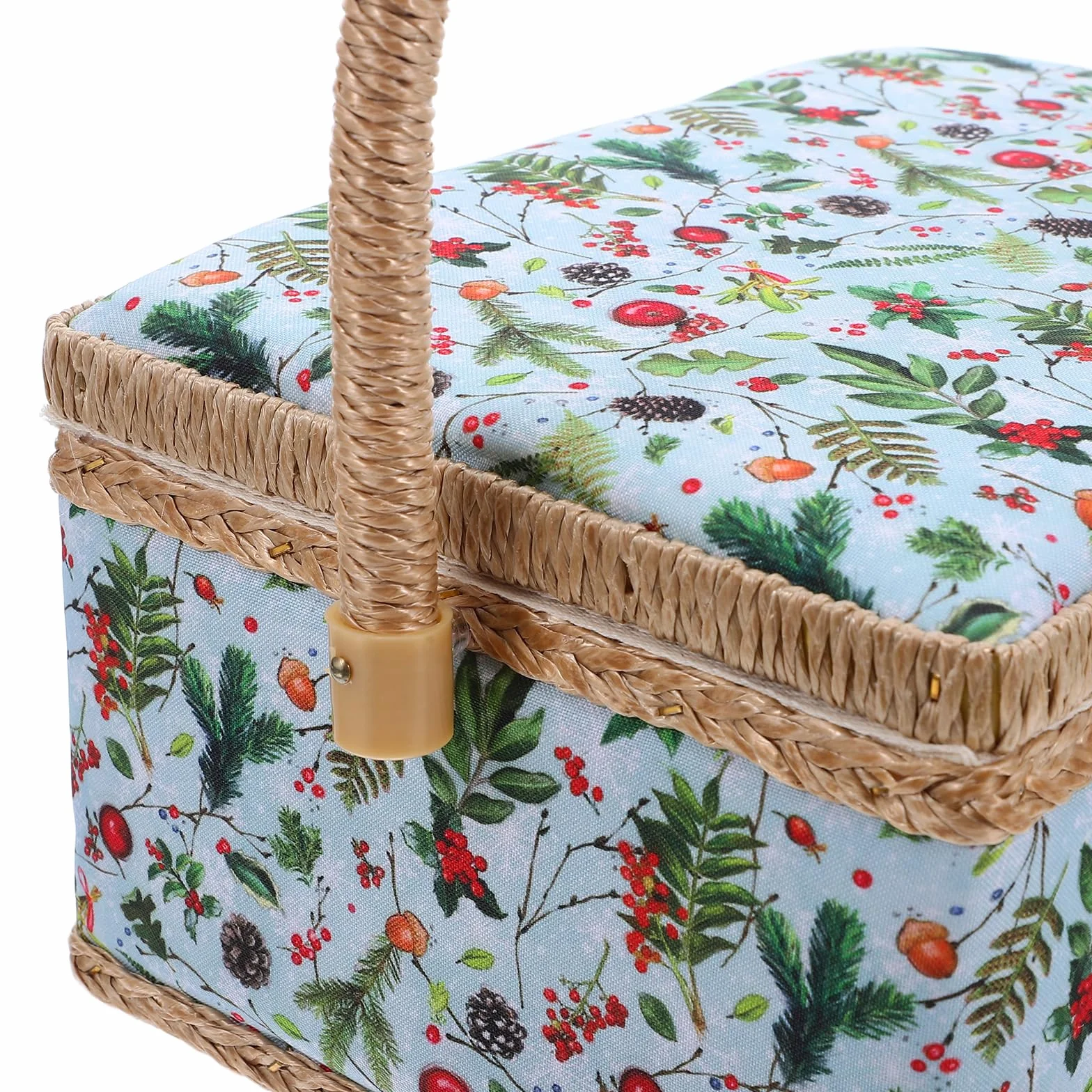 Cesta de costura con diseño clásico de tela, organizador grande de suministros de costura y estuche de almacenamiento, caja de bordado portátil para principiantes