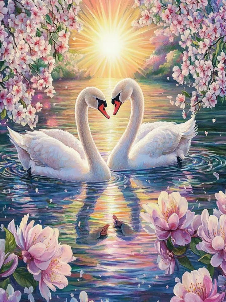LLWYH Pintar por Numeros Cisne, Pintar por Numeros Adultos Flor 70x90 cm, Cuadros para Pintar por Numeros con Pinceles y Pinturas Acrílicas para Decoración del Hogar (Sin Marco) -YH1223