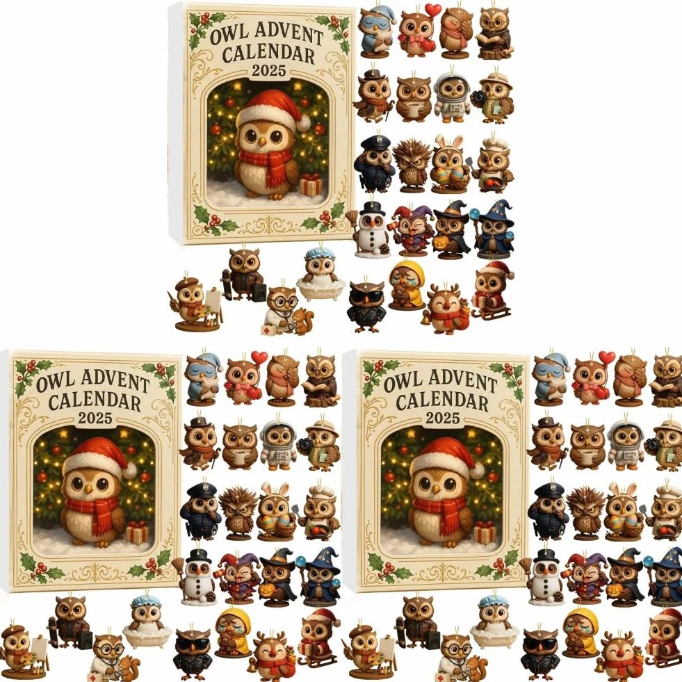 Calendario de Adviento de Búho 2025 con 24 Mini Figuras para Coleccionistas y Amantes de Búhos