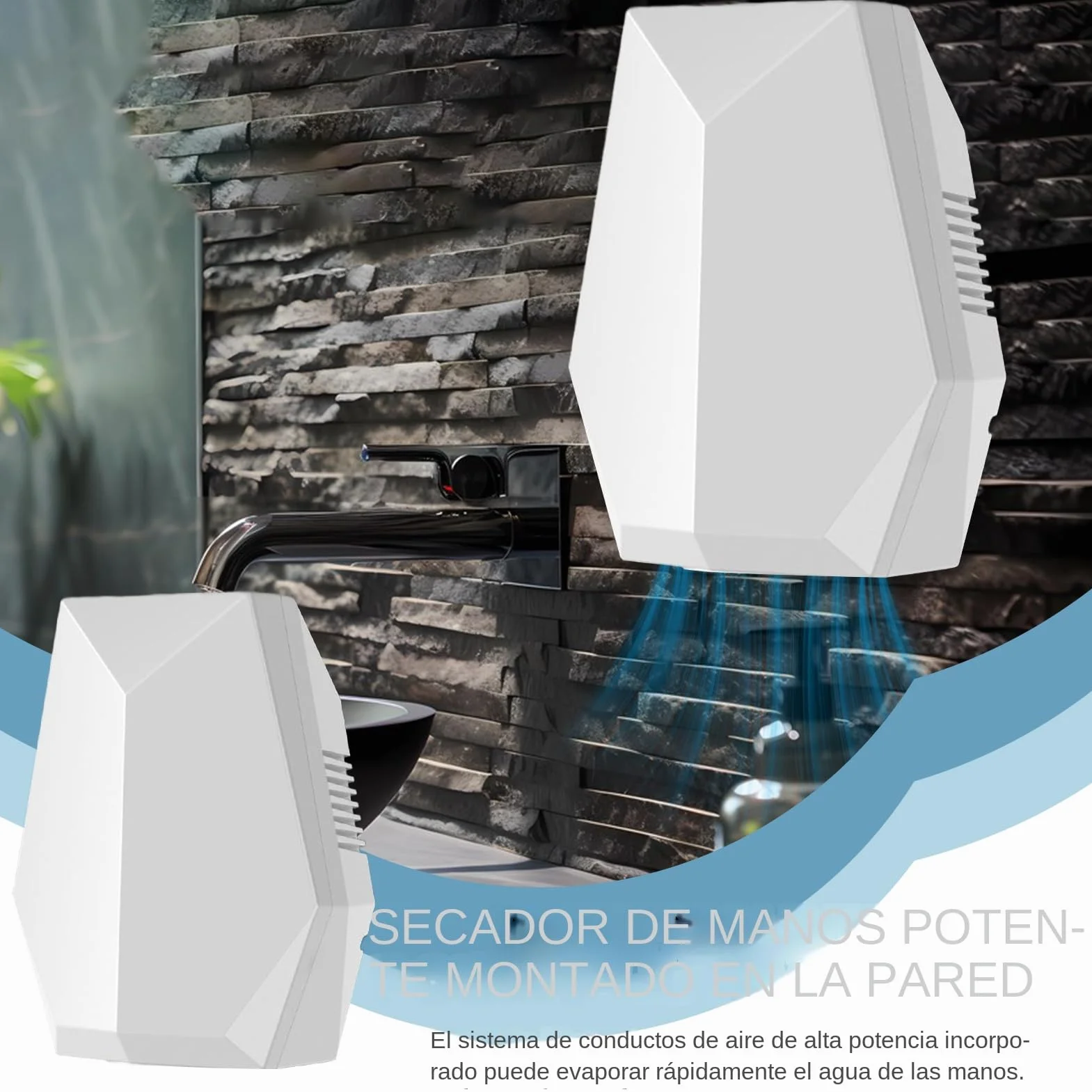 Secador De Manos Para Baño Del Hogar - Secador De Manos Comercial Eléctrico Sin Taladro | Dispositivo Automático De Pared Para Interiores De Hoteles Hogares Y Baños