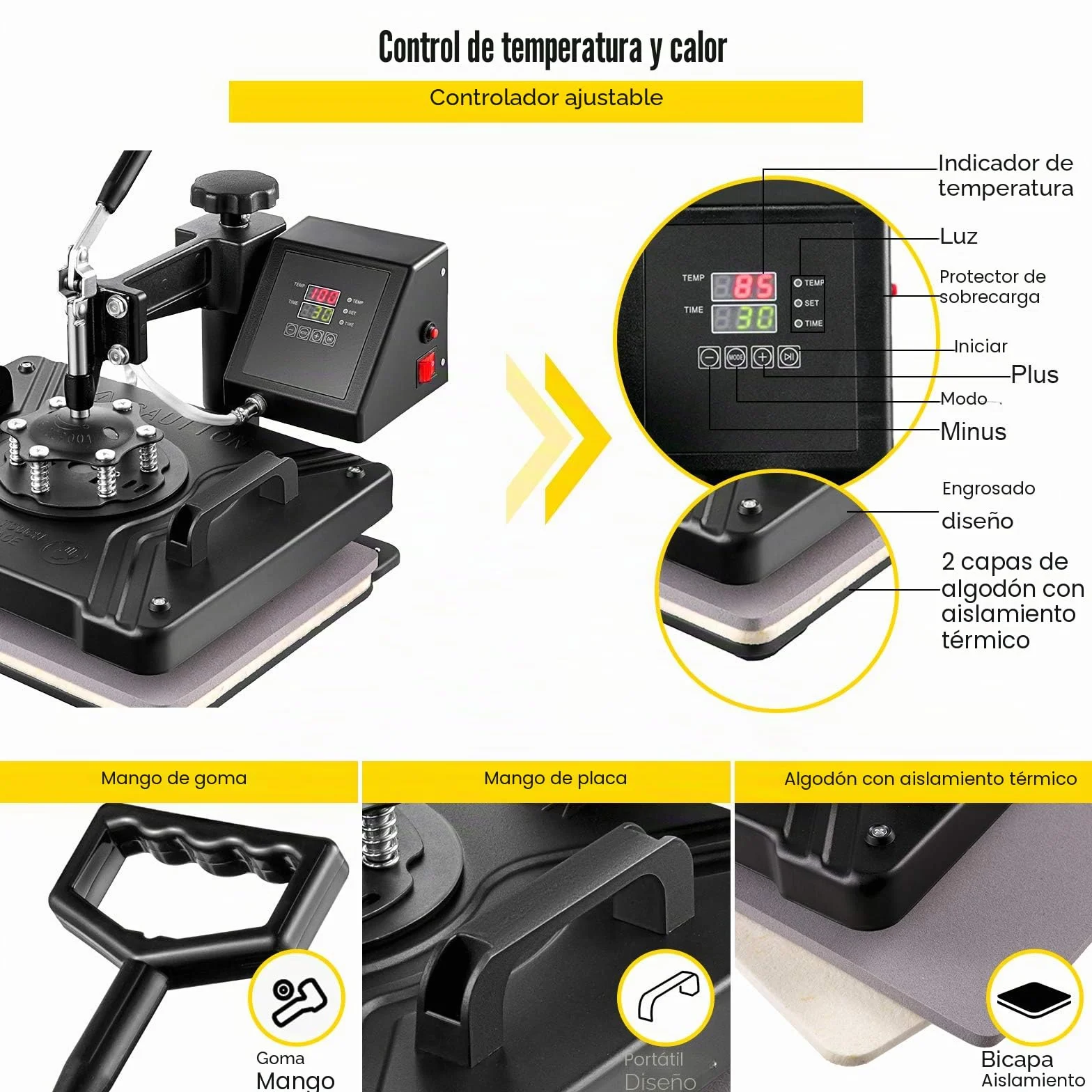 VEVOR 5 en 1 Prensa de Calor 38 x 30 cm, Máquina de Transferencia de Calor Multifuncional Máquina de Sublimación para Camisetas Tazas Platos Sombreros