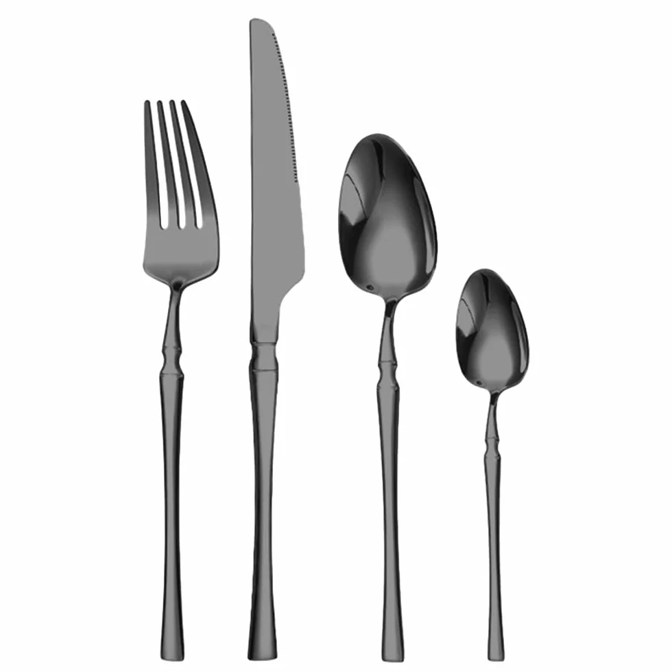 Ejoyous Juego de Cubiertos de 24 Piezas, Utensilios de Cubiertos de Acero Inoxidable con Diseño Elegante para Fiestas en Casa, Cocina y Restaurante (Juego de 24 Uds.)
