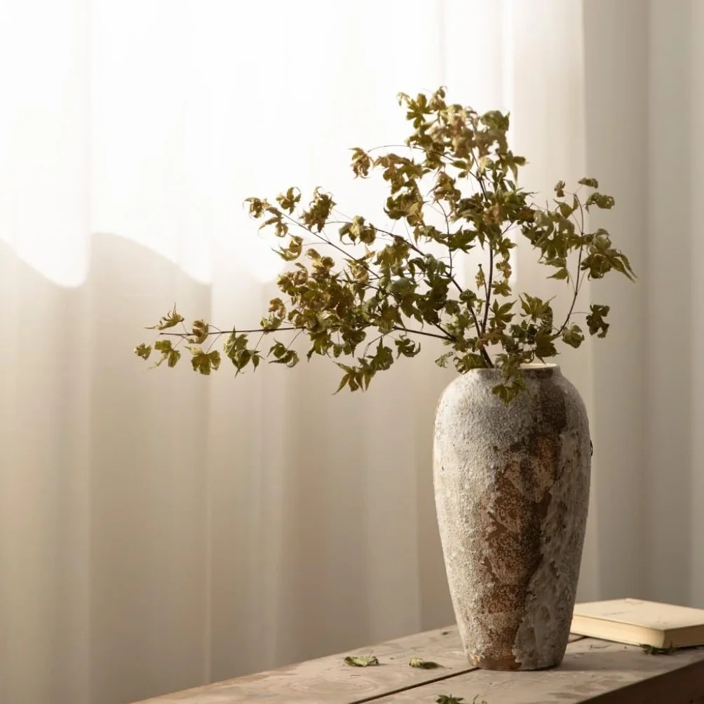 Jarrón de cerámica Moteado Retro, Nuevo jarrón de cerámica Chino, decoración de arreglos Florales, jarrón de cerámica hidropónica, jarrón para el hogar, Gris-A