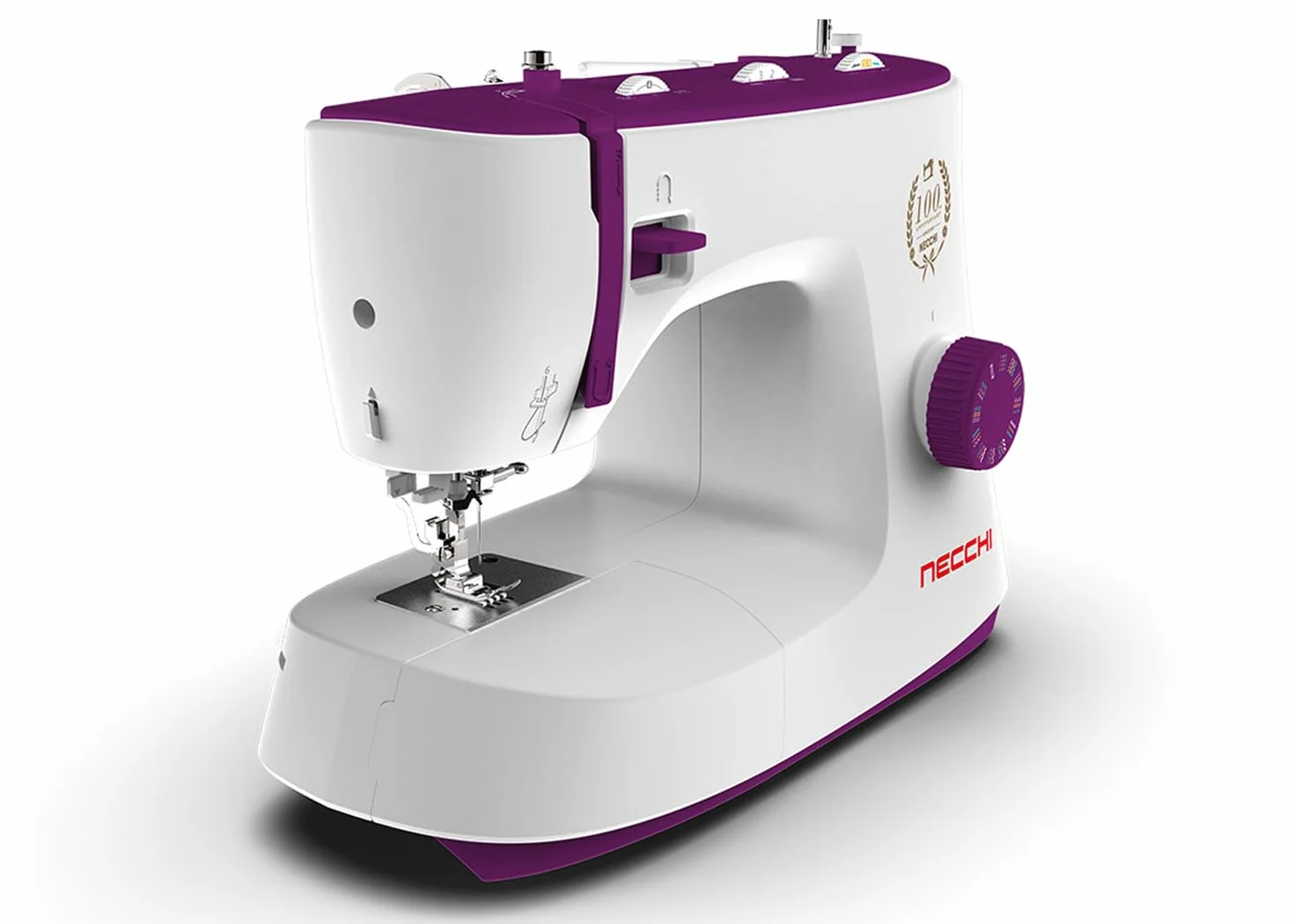Necchi K132A - Máquina para coser, interior de fundición a presión de aluminio, carcasa de ABS, violeta, regular