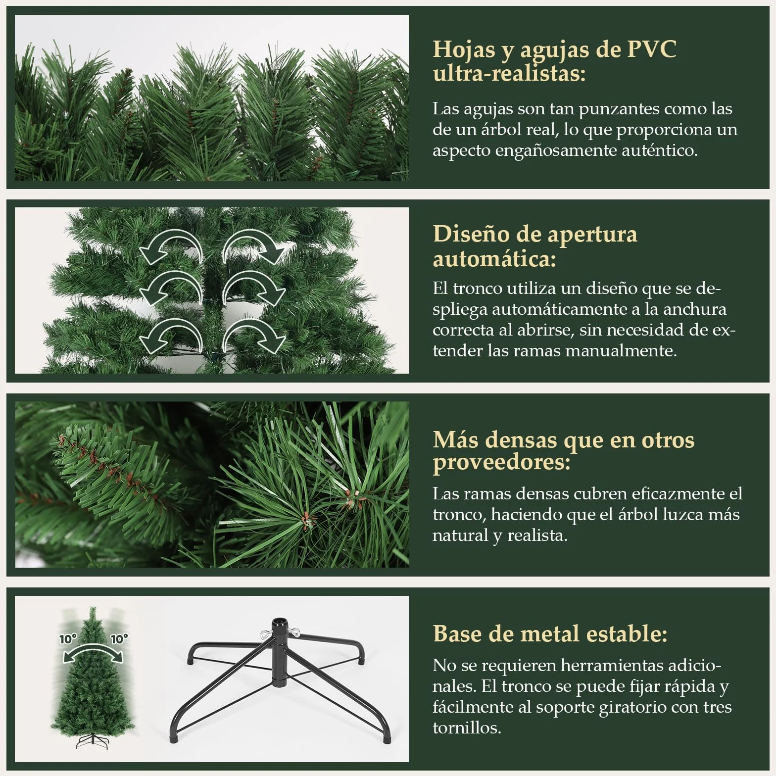 SALCAR Arbol de Navidad Artificial 210 cm, Árbol de Navidad con Guantes y 868 Puntas de Rama Soporte de Metal, Montaje Rápido, Ignífugo, Abeto