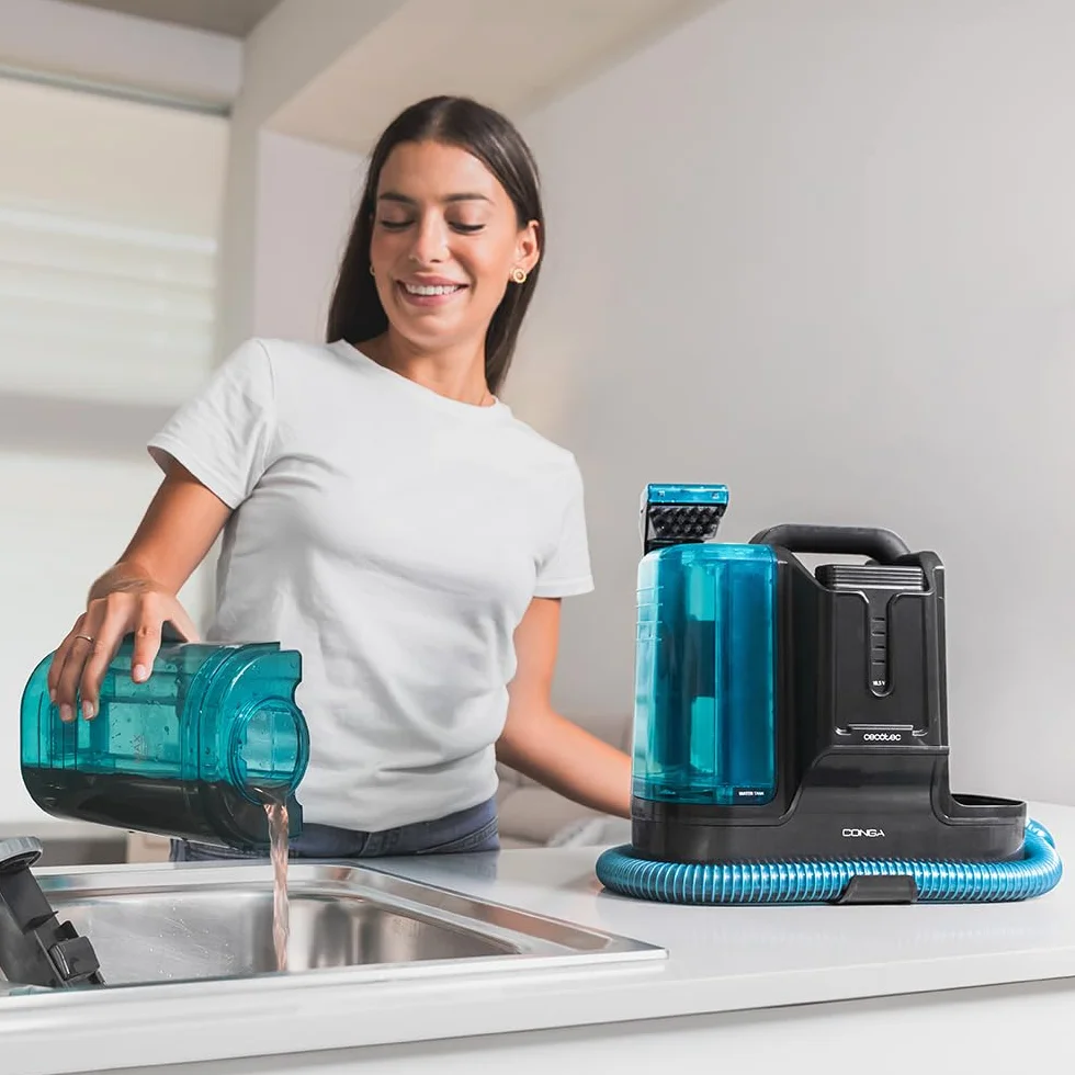 Cecotec Limpiador Aspirador de Tapicerías y Alfombras sin Cable Conga Carpet&Spot Clean Liberty. 150W, Autonomía 30 mins, 2 Depósitos, Pulverizador de Agua y Accesorio Limpia Ventanas