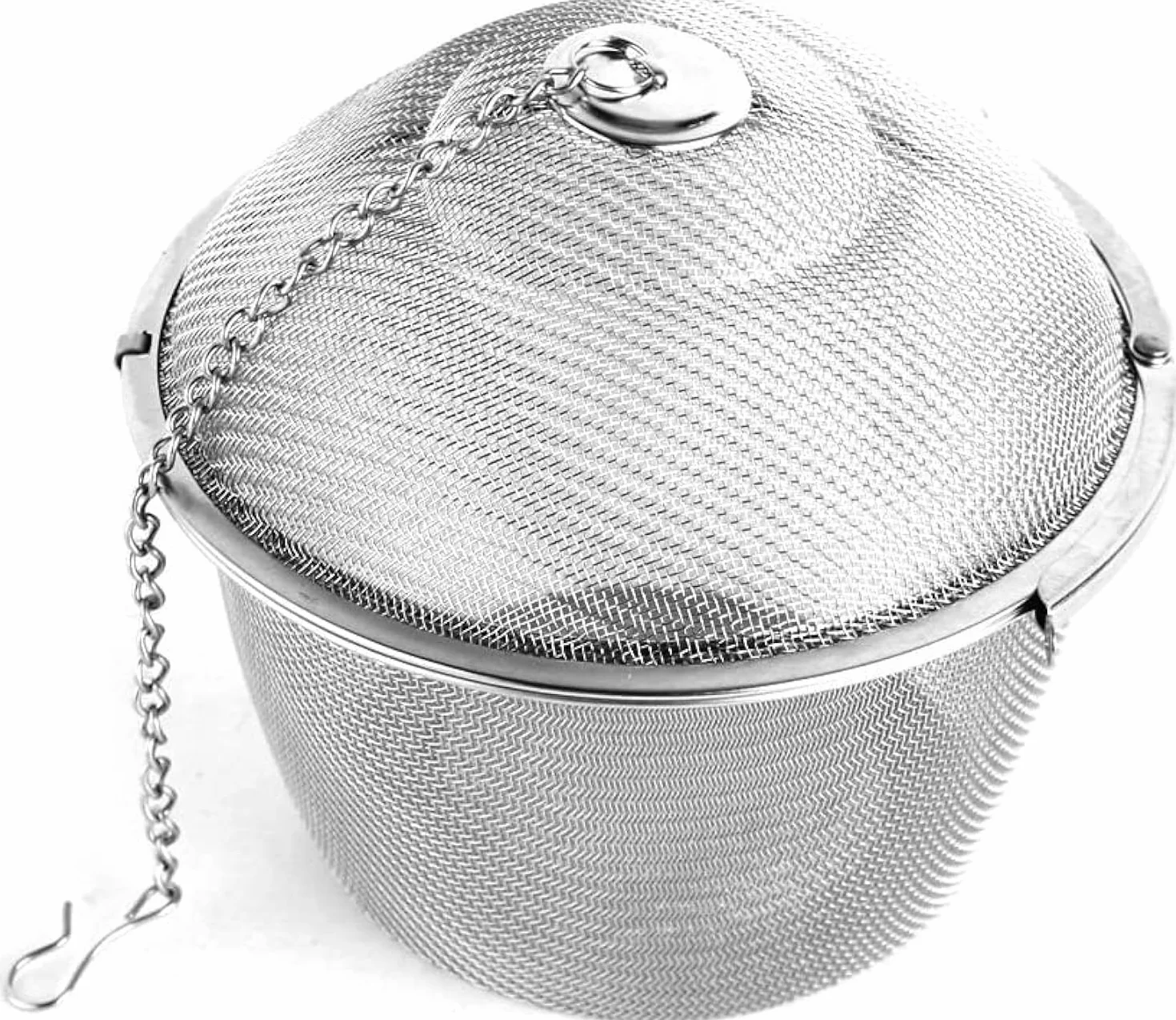 Filtro extra grande de acero inoxidable con bloqueo giratorio para bolas de té, filtro de especias de 11 cm | Infusor de especias de 11 cm