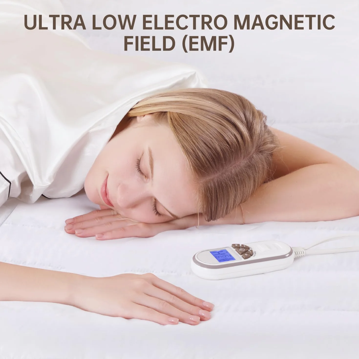 Manta eléctrica de lujo para cama King, manta eléctrica bajera totalmente ajustada, multizona, capa de confort de algodón, doble control, 9 niveles de calor, 10 ajustes de tiempo, lavable a