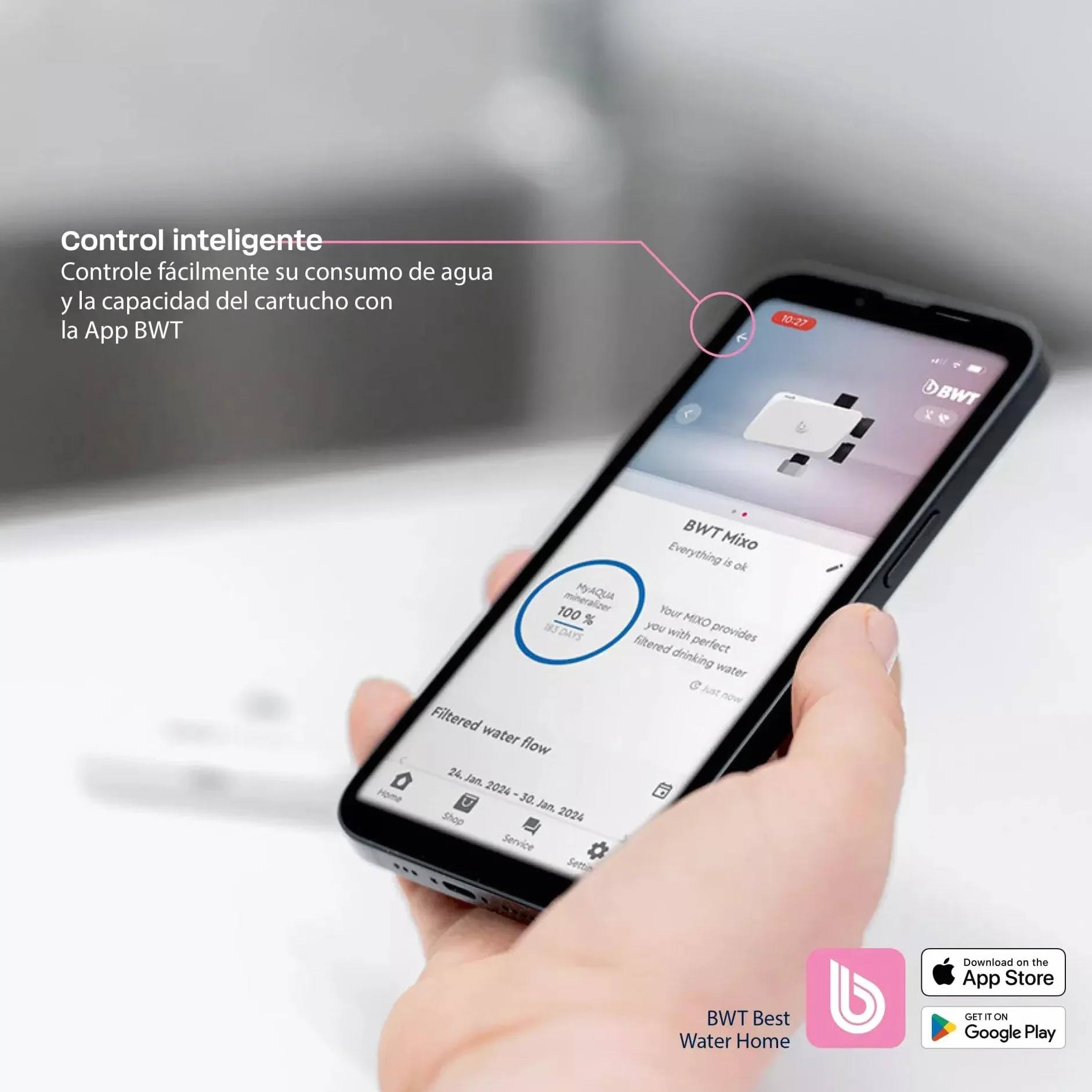 BWT MIXXO Starter Kit - Soft, Filtro de agua bajo encimera para grifos de cocina existentes, Cartucho filtrante Soft para agua descalcificada