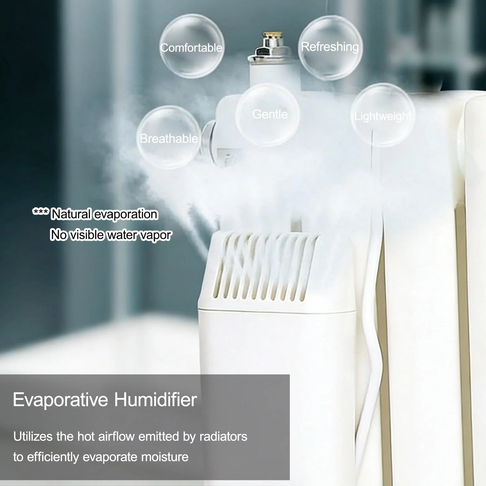 Humificador Radiadores Colgar Humidificador Sostenible, Apto para Todos los Calentadores, Fácil de Instalar para un Ambiente Más Agradable(White-3PCS)