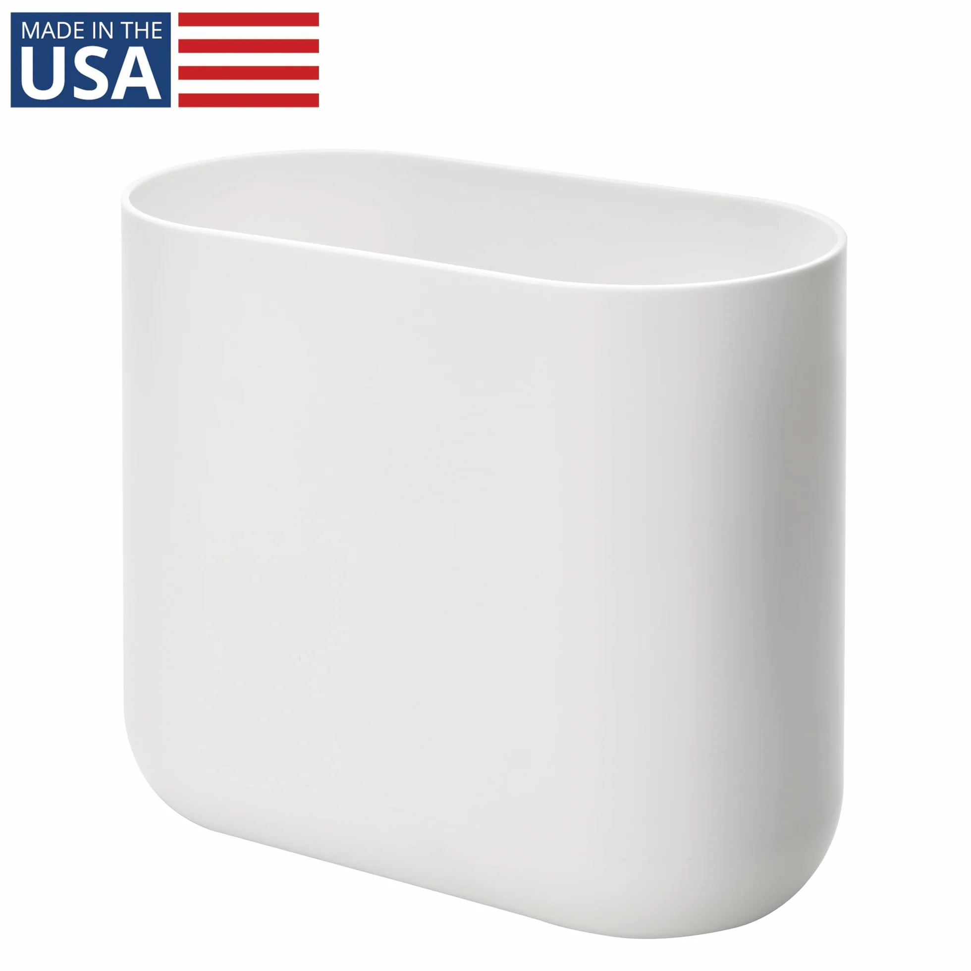 iDesign Cubo de basura baño cocina papelera pequeña plástico blanco 26.8x14x24.8 cm