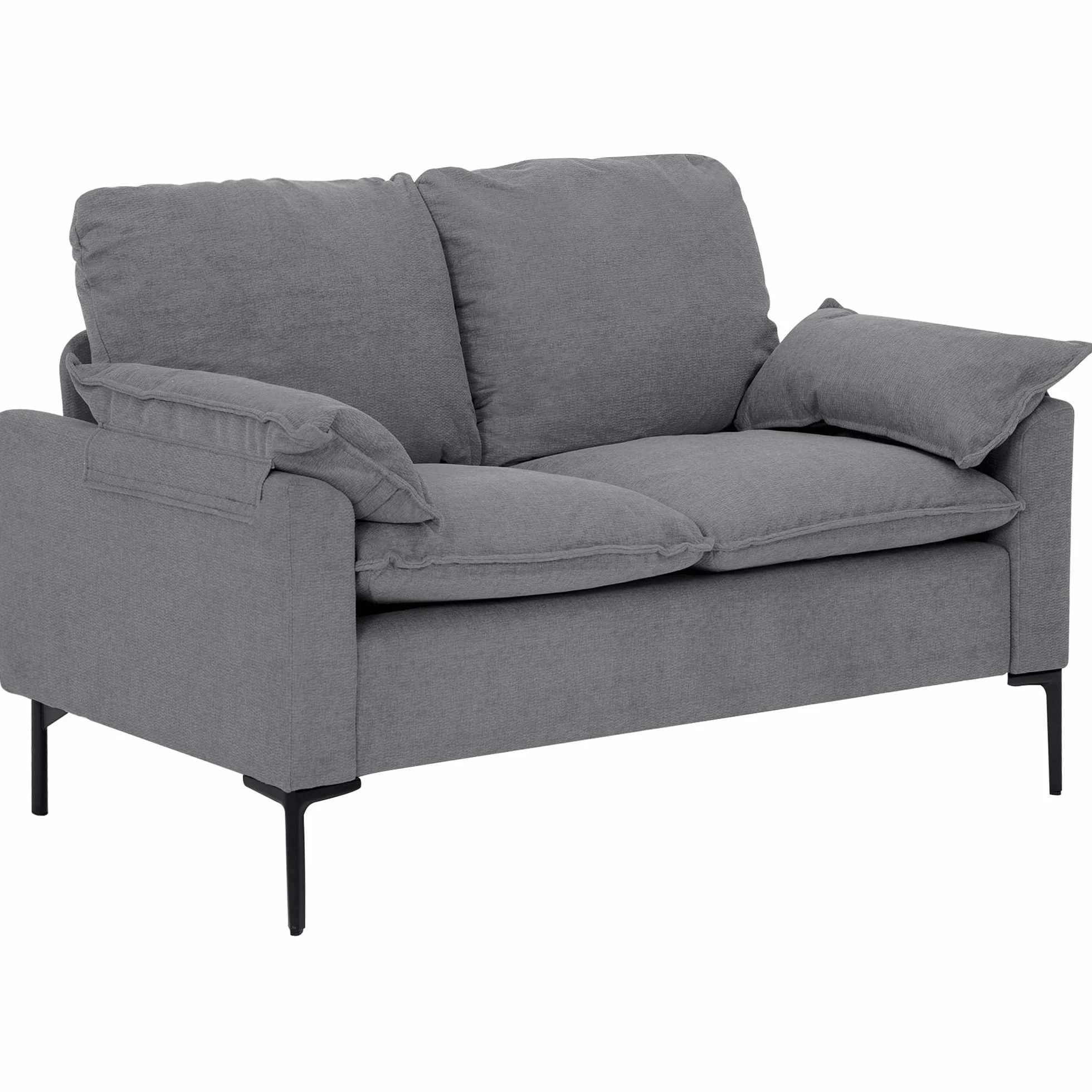 HOMCOM Sofá de 2 Plazas, Tapizado en Terciopelo, Sofá Moderno con Patas de Metal, Reposabrazos Acolchado, para Salón, Dormitorio, Oficina, Sala de Estar, 130x77x84 cm, Gris