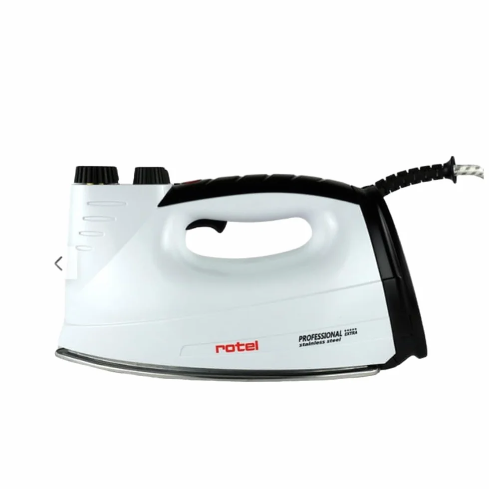 Rotel Plancha de vapor profesional extra, suela de acero inoxidable/cerámica, 5 bar, 800 W, alta presión de vapor, mejor deslizamiento, no se quemar/abrasar textiles … (suela de acero inoxidable
