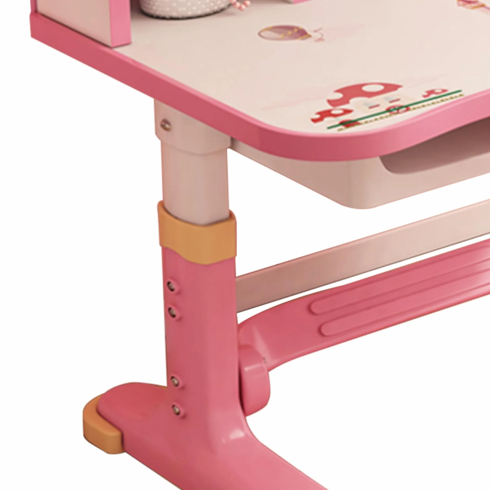 Escritorio y Silla Infantil Ajustable,Juego de Escritorio y Silla Infantil Ajustable en Altura para Niños de 3 a 18 Años Set de Estudio Ergonómico con Diseño de Cómic (Versión ampliada Rosa)