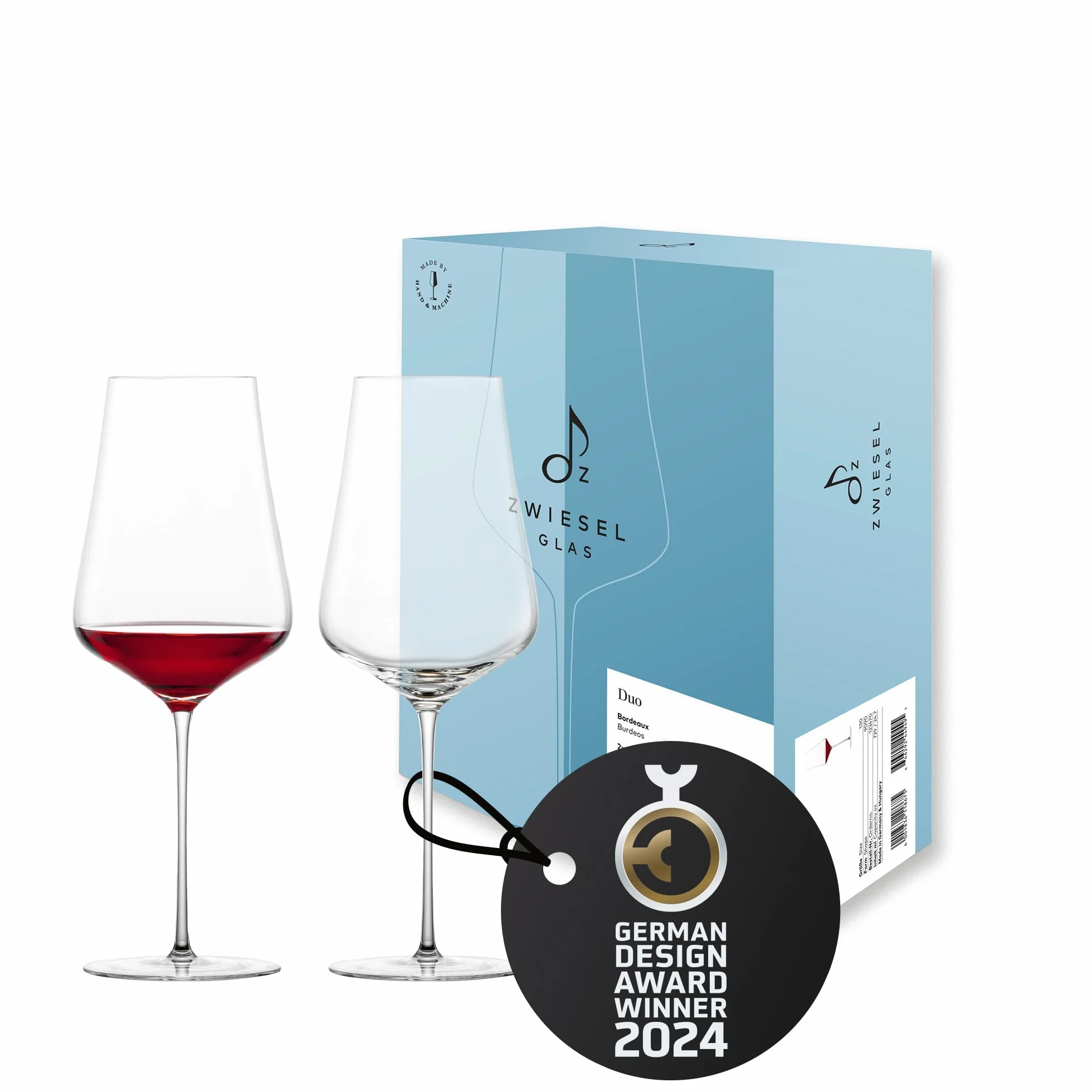 Zwiesel Glas Copas de vino tinto burdeos Duo (2 unidades) | Cristal de Burdeos hecho a mano y a máquina para vino tinto pesado (medio) apto para lavavajillas