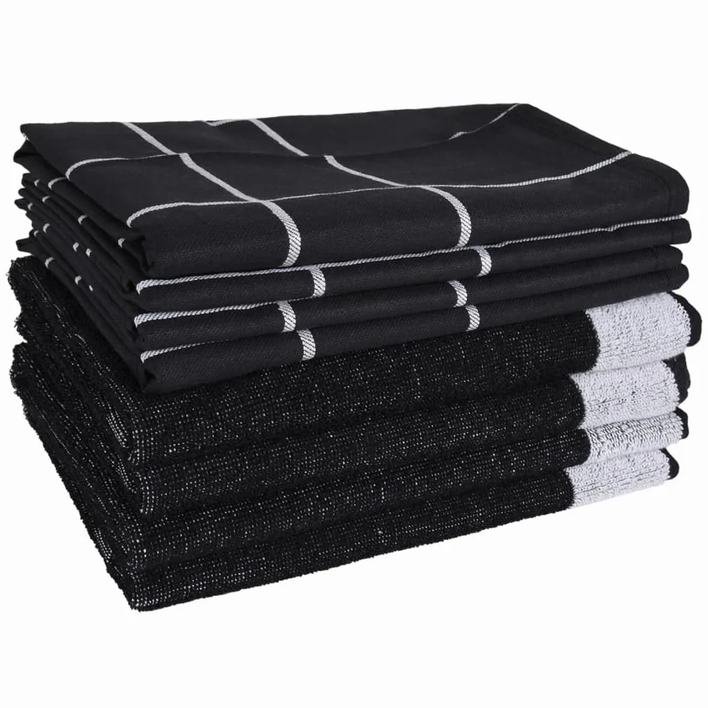 Juego de toallas de mano de 12 piezas, color negro, 100% algodón, absorbentes y suaves, 4 paños de cocina de 50 x 70 cm, 4 toallas de invitados de 50 x 50 cm, 4 paños de cocina de 30 x 30 cm