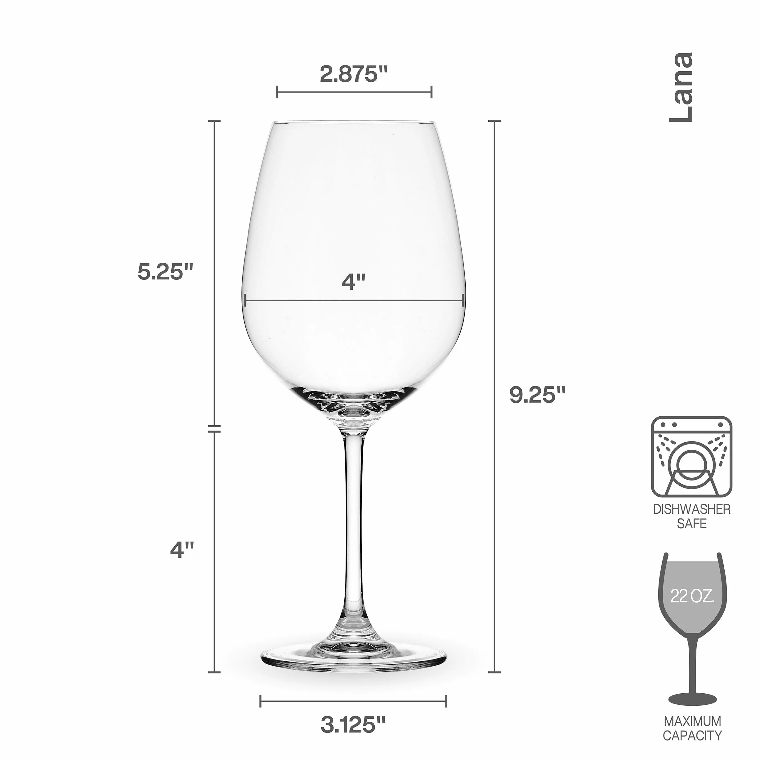 MIKASA Lana Bordeaux - Juego de 4 copas de vino tinto de 22 onzas, transparente