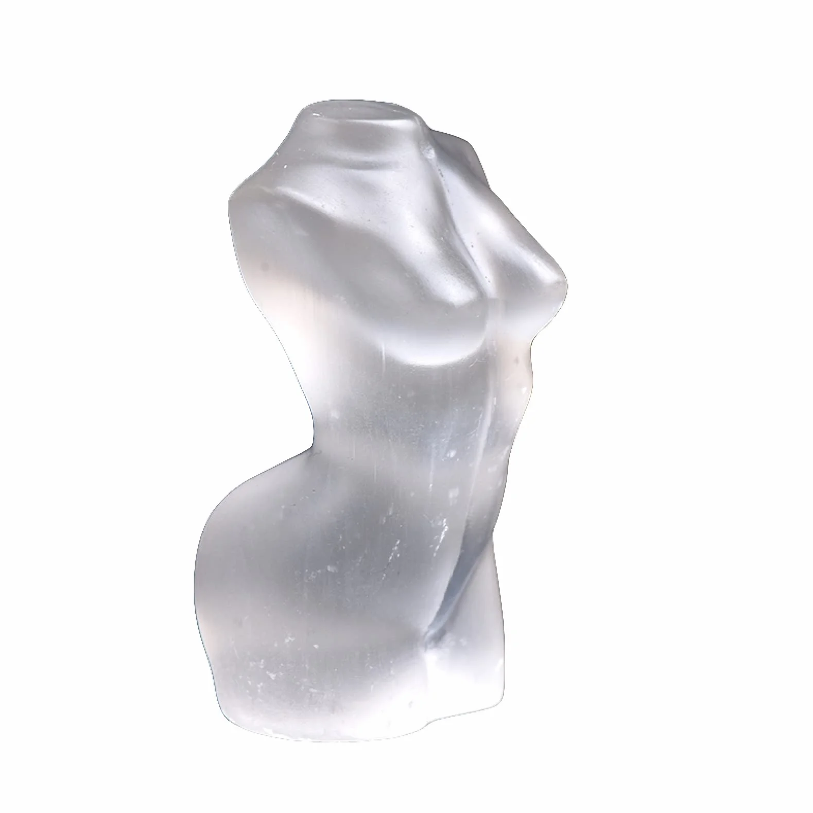 lleno de textura Estatua de cuerpo de cristal de selenita de cuarzo transparente Tallada a mano Modelo femenino Escultura de cristal Artesanía Oficina en el hogar Decoración de escritorio Adornos de e