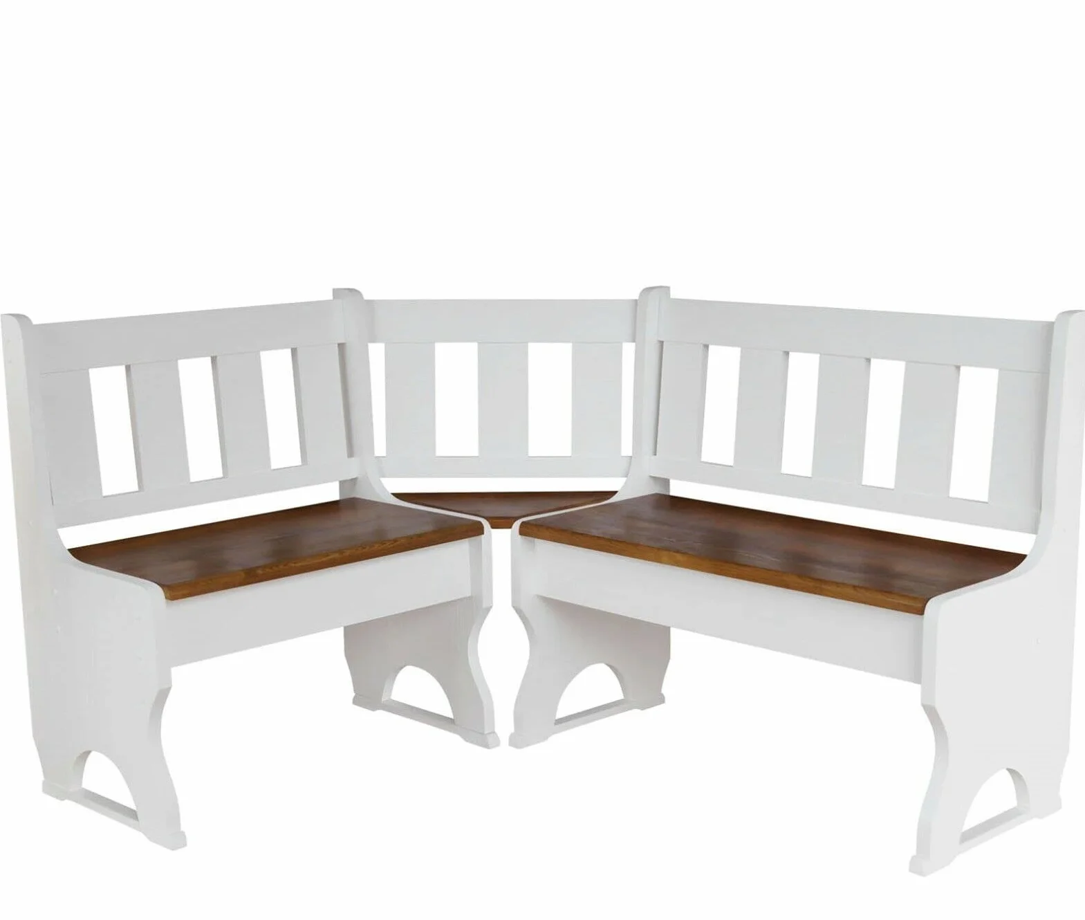 k koma Elegante banco esquinero de pino macizo, cuerpo blanco y asiento de aliso cálido, perfecto para cocina y comedor (120 x 160)