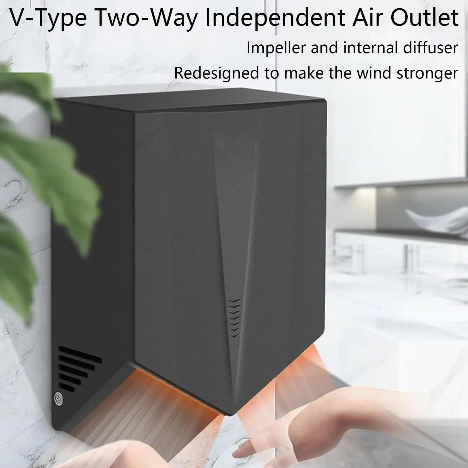 Secador de Manos Comercial, Secador de Manos de Alta Velocidad, para Baños, Uso Comercial o Doméstico, Secador de Manos Eléctrico con Filtro de Aire,White