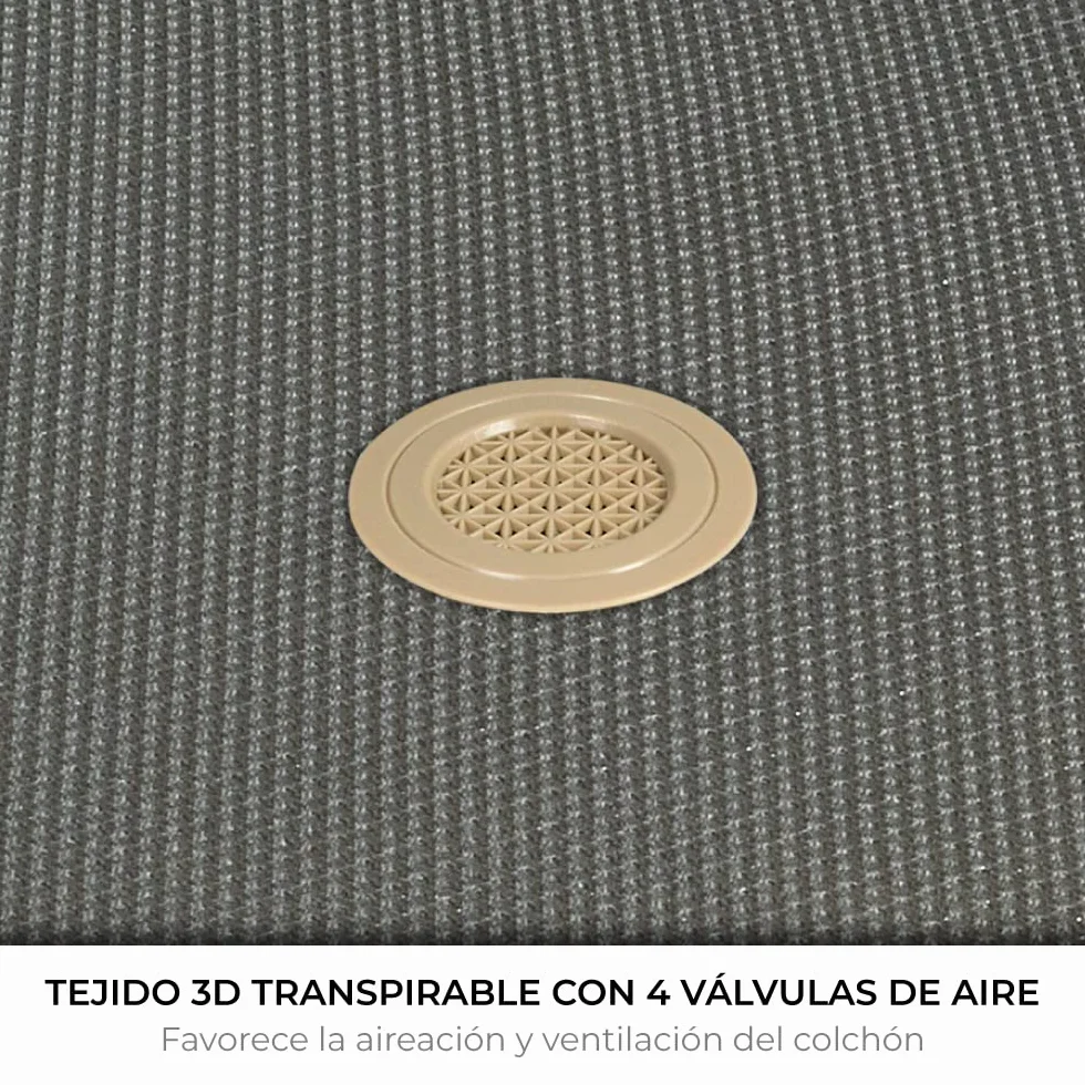 NALUI - Base Tapizada 135x190 cm de Acero con 7 patas de Altura 25cm, Gran Estabilidad con 5 Barras Transversales, Tejido 3D Transpirable y 4 Válvulas de Aireación | Fabricado en España | Gris