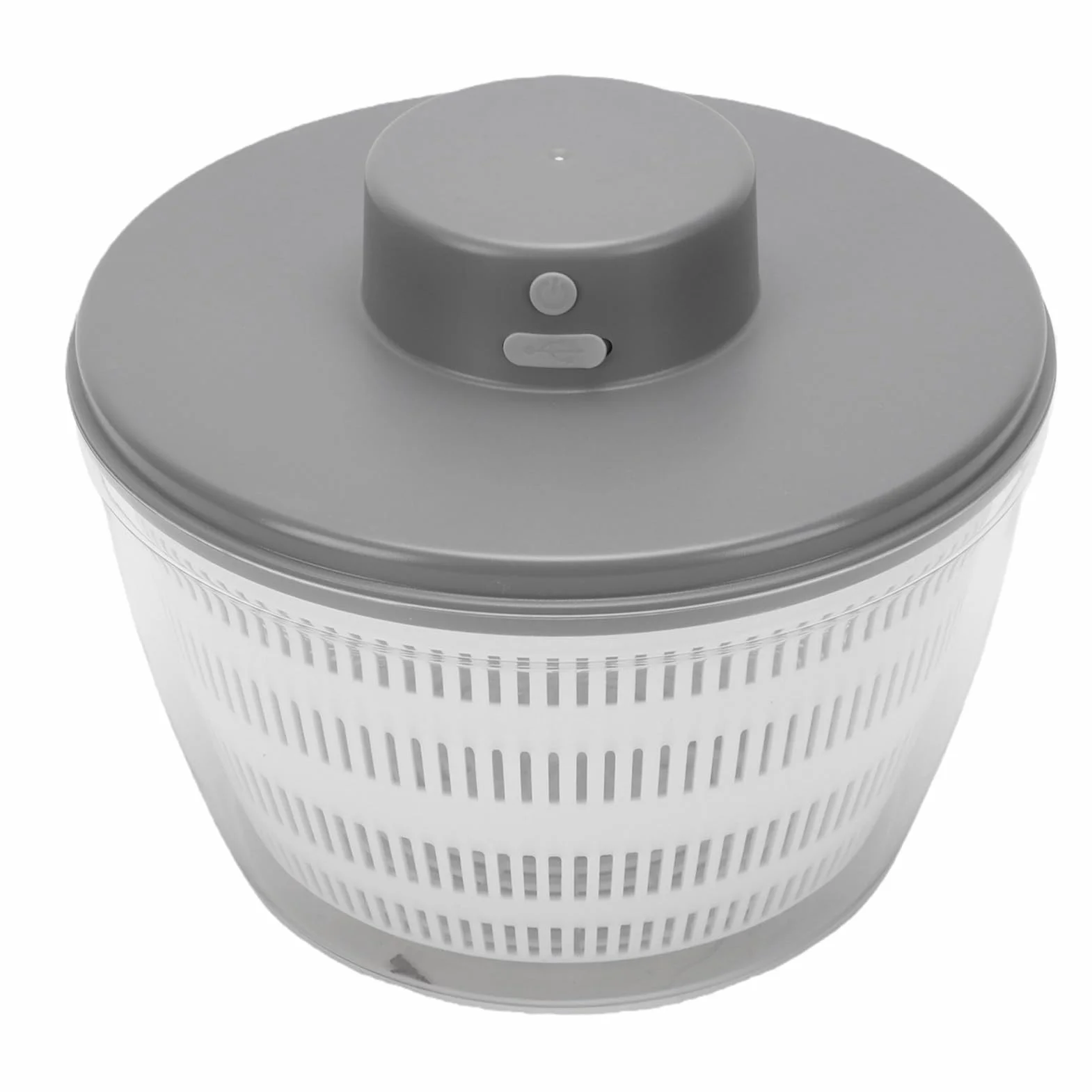 Greensen Ensalada Eléctrica Spinner, ABS PP Recargable Frutas Verduras Lavadora y Secadora, 4L Doble Capa Desmontable Tazón, Carga USB para Cocina Casera Preparación de Ensalada Familiar (GRAY)
