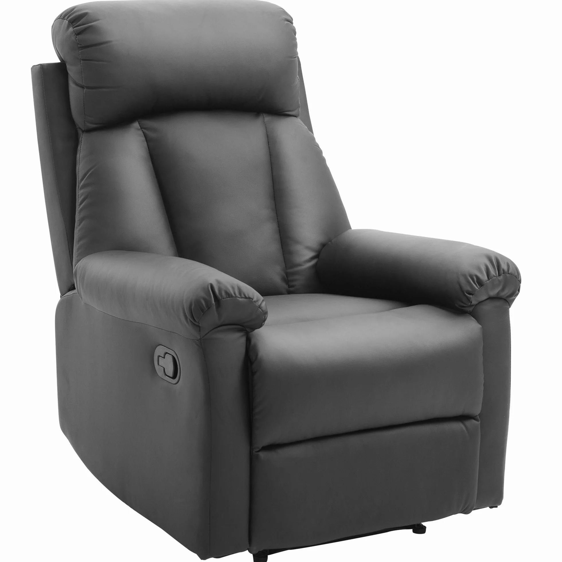 HOMCOM Sillón Relax Reclinable Tapizado en PU Butaca de Salón con Reposapiés Retráctil Respaldo Alto Resposabrazos y Asiento Acolchados Grueso 80x97x107 cm Negro