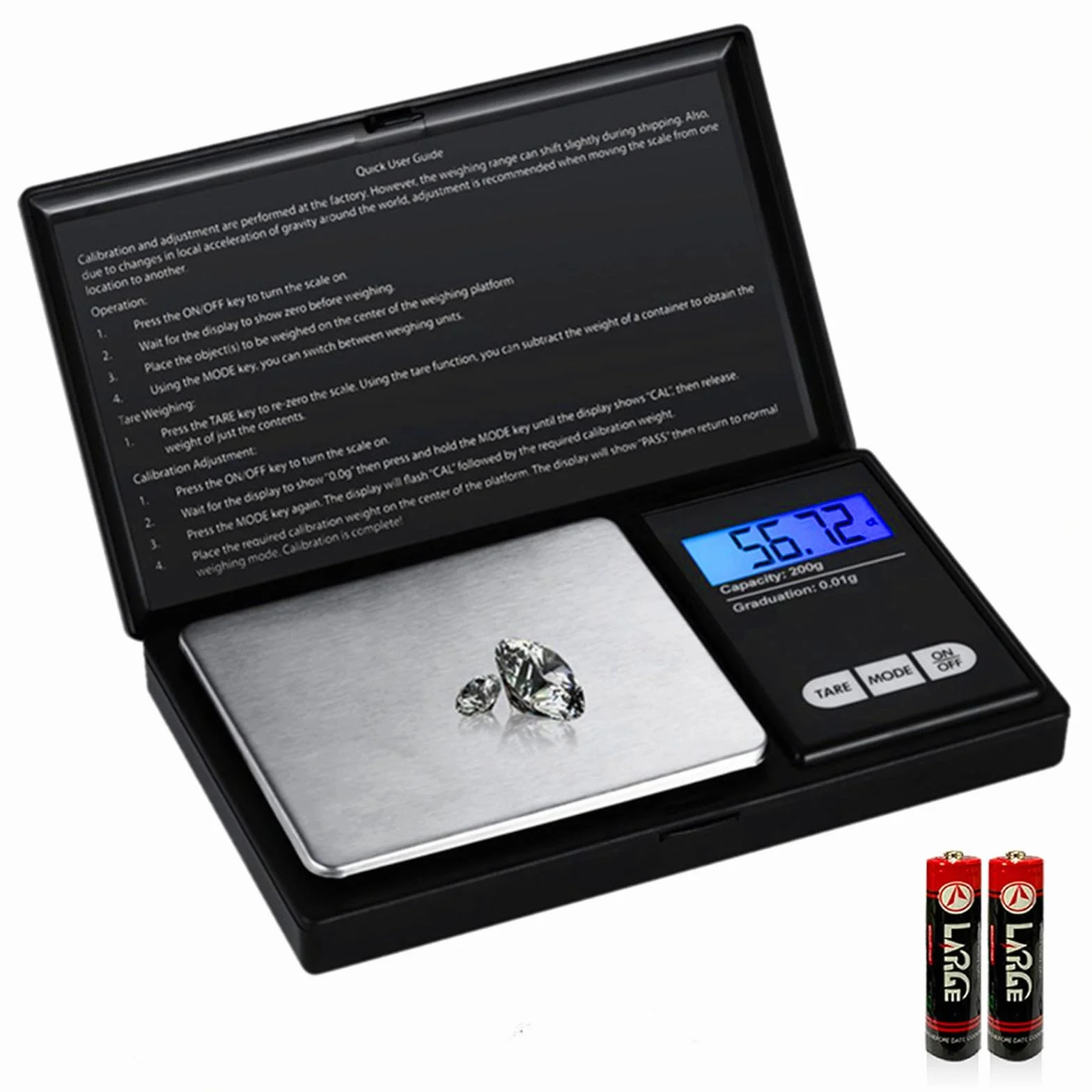 Báscula digital portátil de 200 g x 0,01 g de precisión, báscula electrónica de pesaje, báscula de joyería, mini báscula digital de gramos, báscula de alimentos pequeña, báscula de granos de onzas de