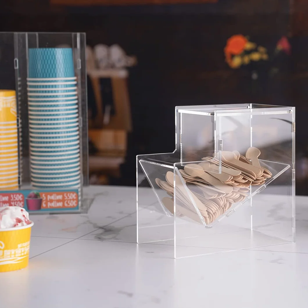 Danieli Store - Contenedor de Acrílico para Mostrador - Expositor Transparente para caramelos, cucharas y paletas para helados, porta té, caramelos masticables y dulces a granel