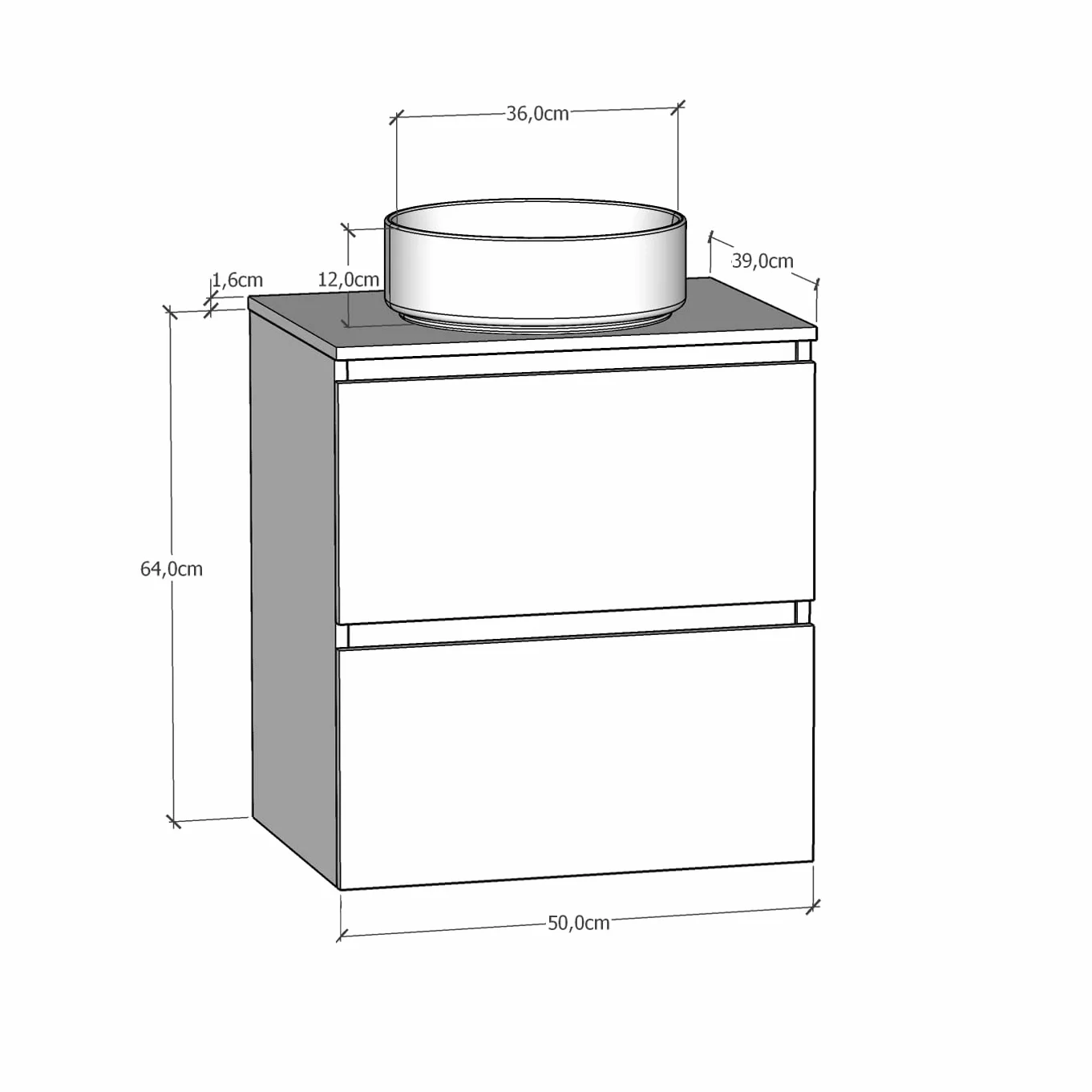Baikal Mueble de Baño Deva. Mueble Suspendido en Pared Incluye Lavabo cerámico. Disponible en Fondo 39cm y 46cm. Mueble MONTADO.