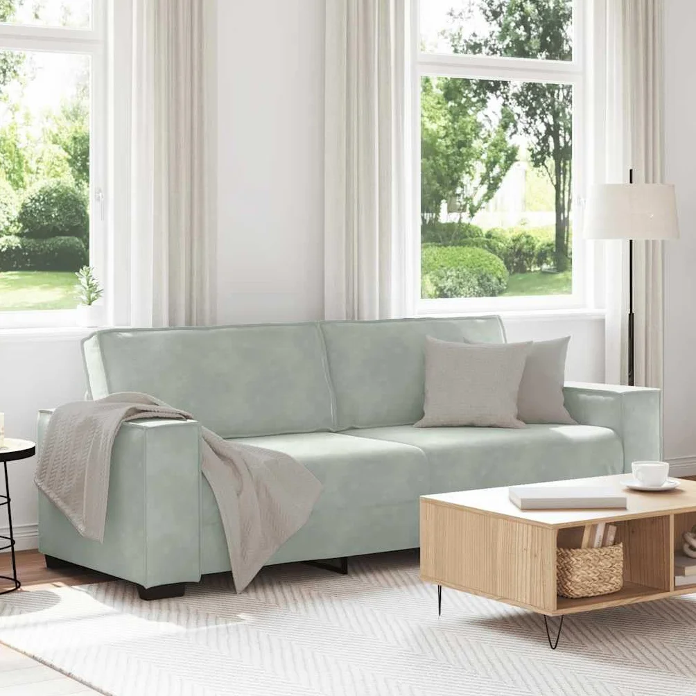 Sofá de 3 plazas Terciopelo Gris Claro 220x78x84 cm