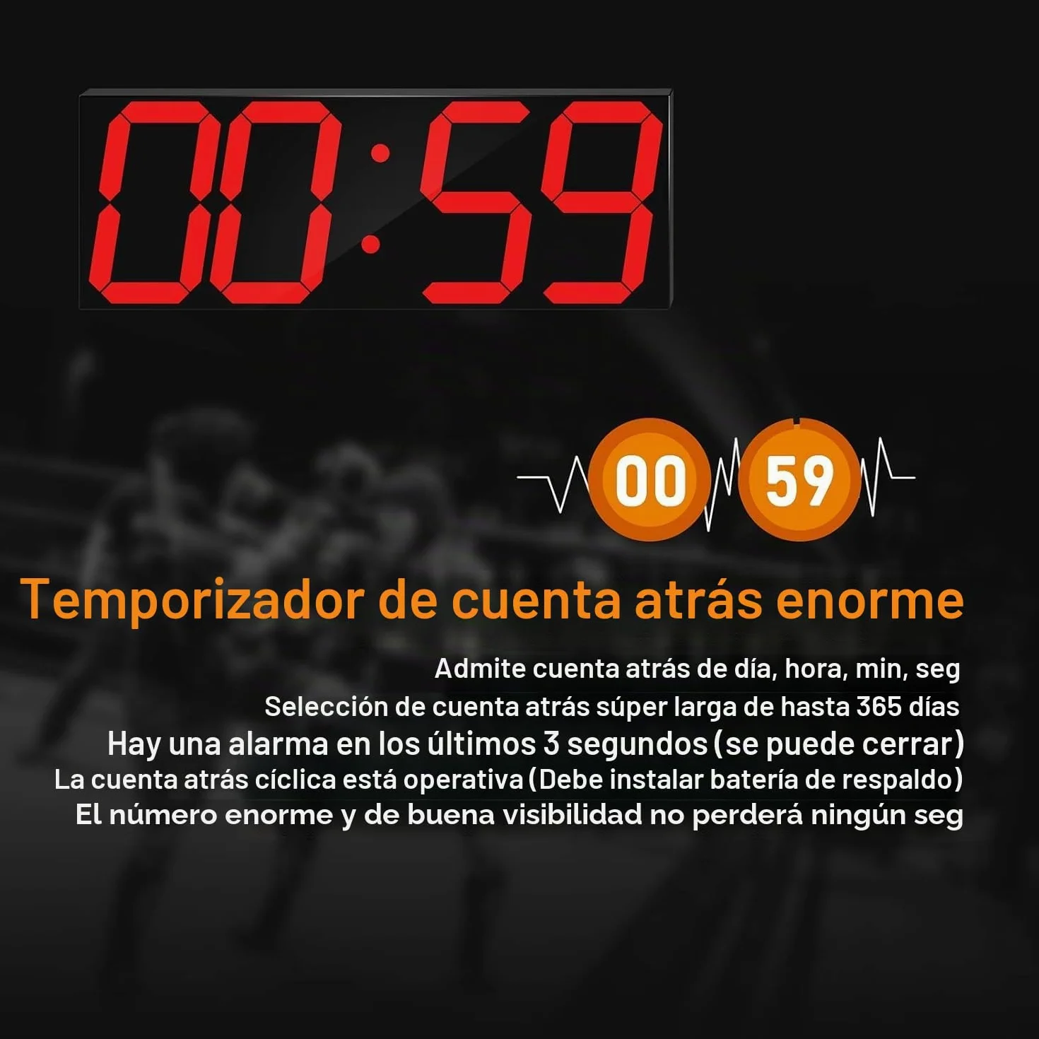 CHKOSDA Reloj LED digital de pared grande con pantalla LED de 18 pulgadas, cuenta atrás con 8 niveles de brillo ajustables, indicador de 12/24 horas, indicador de temperatura y calendario (rojo)