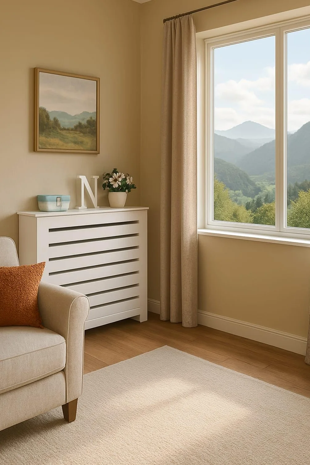 Cubre radiadores lacados. Diferentes Medidas. También fabricamos a Medida. Consultar: info@greca.info Tfno 948312264 (94 * 19 * 87 cms)