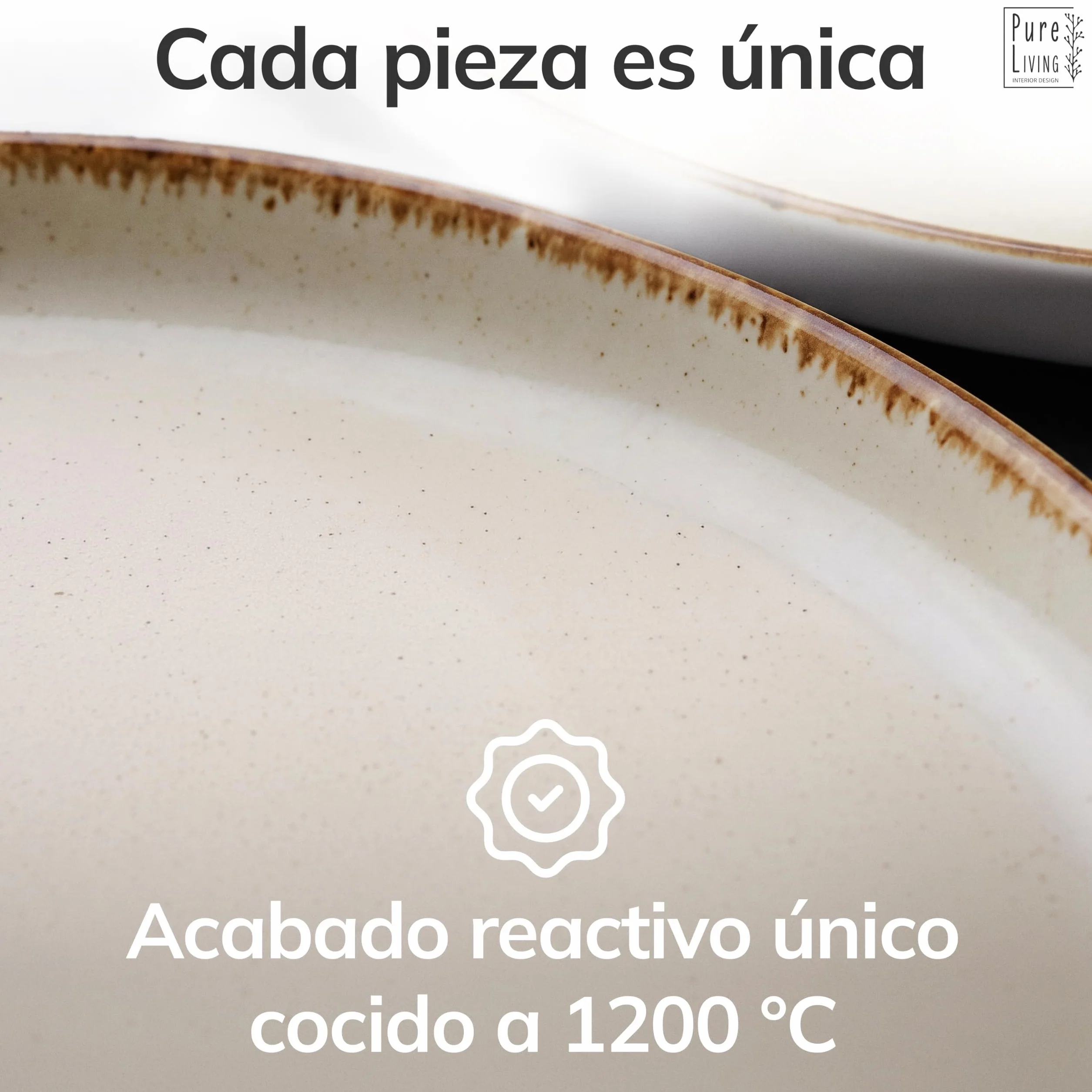 Vajillas para 6 Personas, Set de Steingut Rustic de 24 Piezas - Diseño Rústico y Moderno, Apto para Lavavajillas - Juego de Platos y Cuencos - Vajilla Pure Living en Color beige