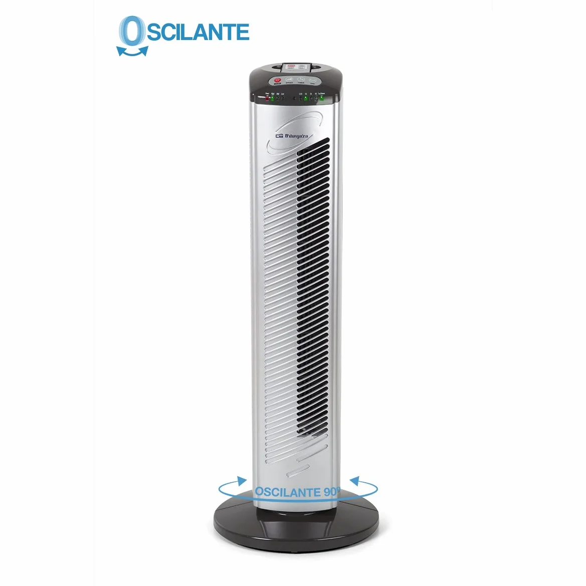 Orbegozo TWM 0975 - Ventilador de torre, 3 velocidades, mando a distancia, temporizador, oscilante, asa de transporte, 45 W, gris