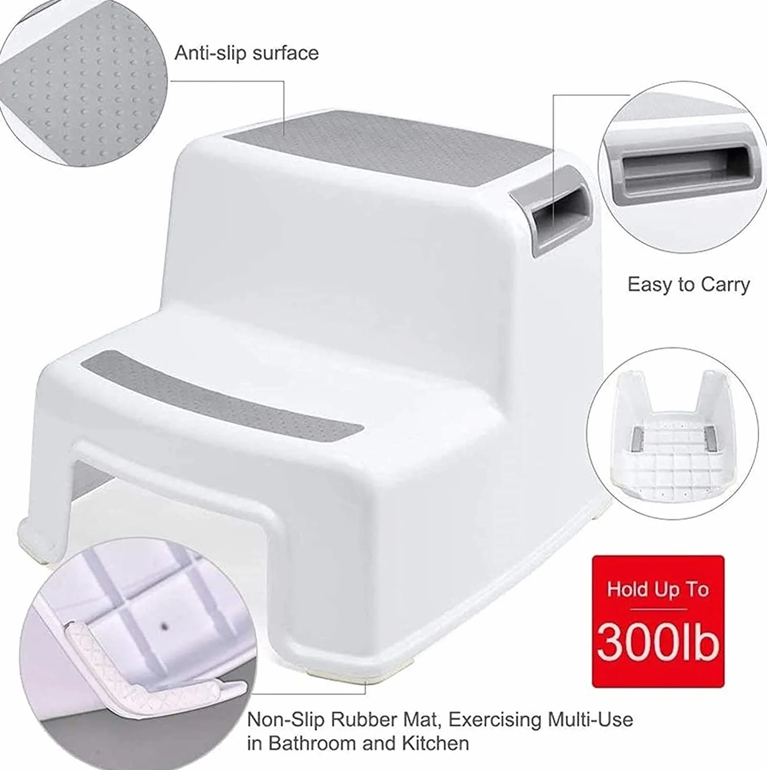 Taburete Escalonado portátil Taburete Escalonado de Doble Altura para niños | Taburete para niños pequeños para enseñar a IR al baño y Usarlo en el baño o la Cocina