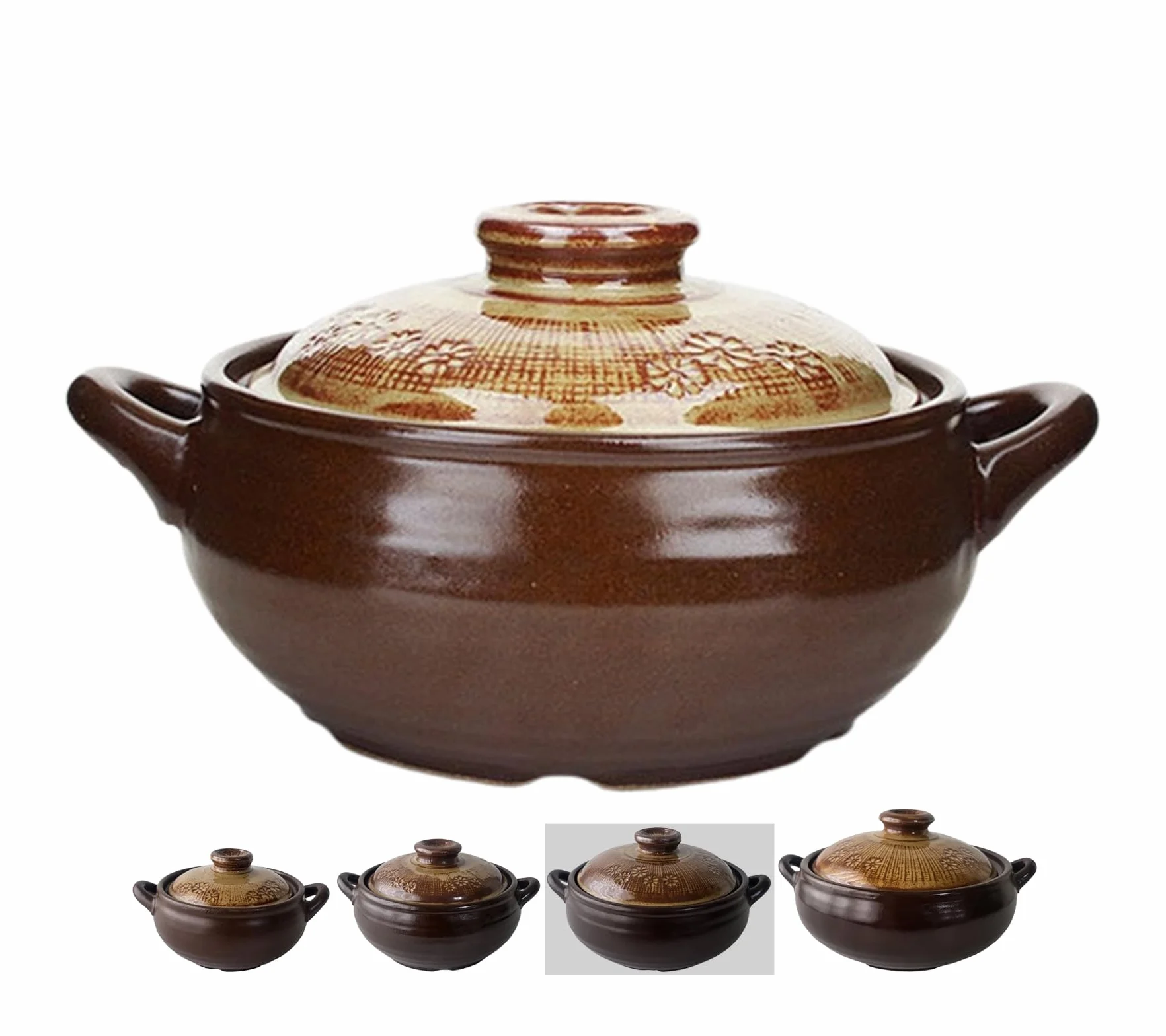 Olla coreana [Buncheong] Ttukbaegi de barro esmaltado, cacerola de arcilla de cerámica natural, olla de tierra resistente al calor, cuenco de piedra, olla de sopa, cuenco de cerámica (mediano)