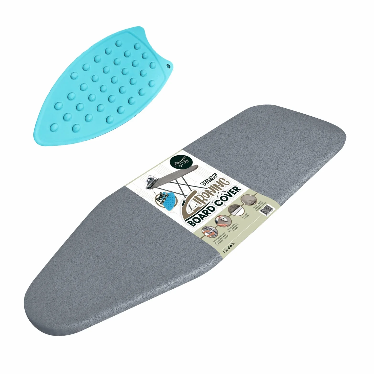Funda para tabla de planchar de tamaño estándar premium y alfombrilla de silicona