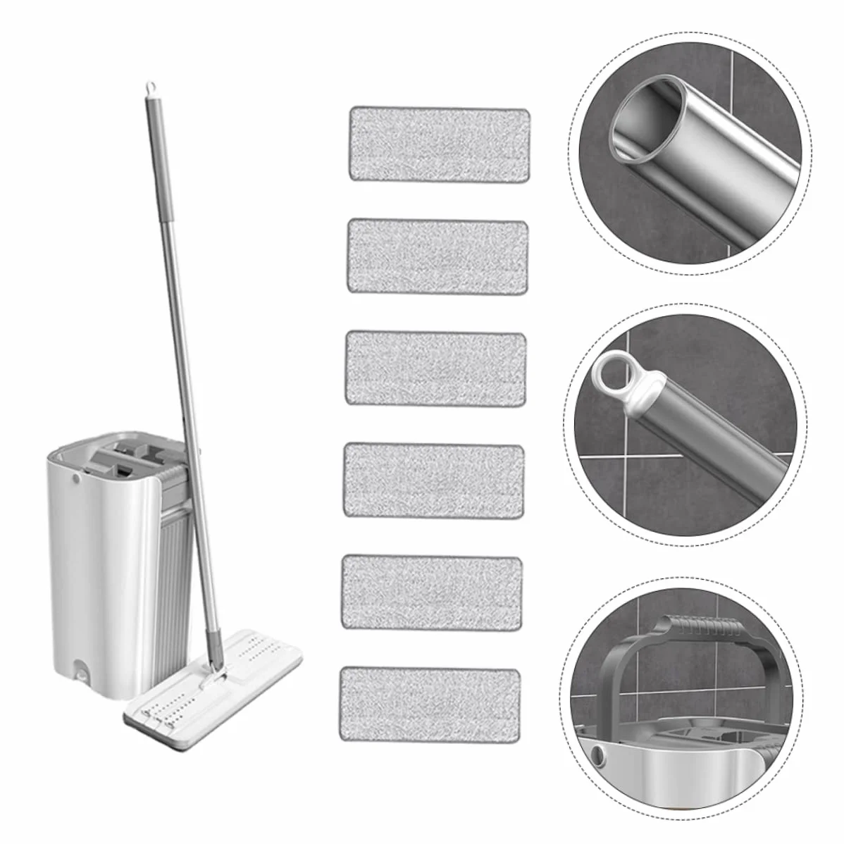 Cabilock Kit de Fregona Práctico Microfibra y Mango Integrado Antideslizante para Limpieza de Suelos Hogar y Habitaciones Limpias