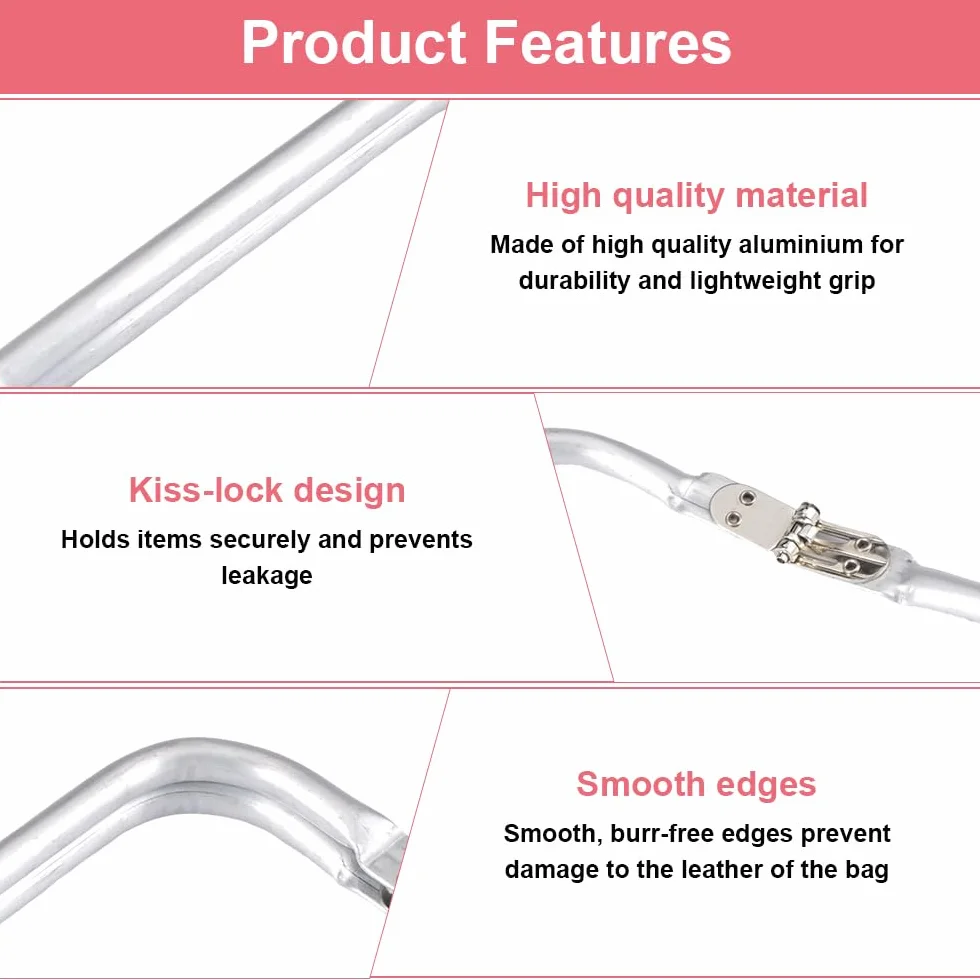 3 Piezas Marco de Monedero de Aluminio en Forma de U para Bolsos Manualidades