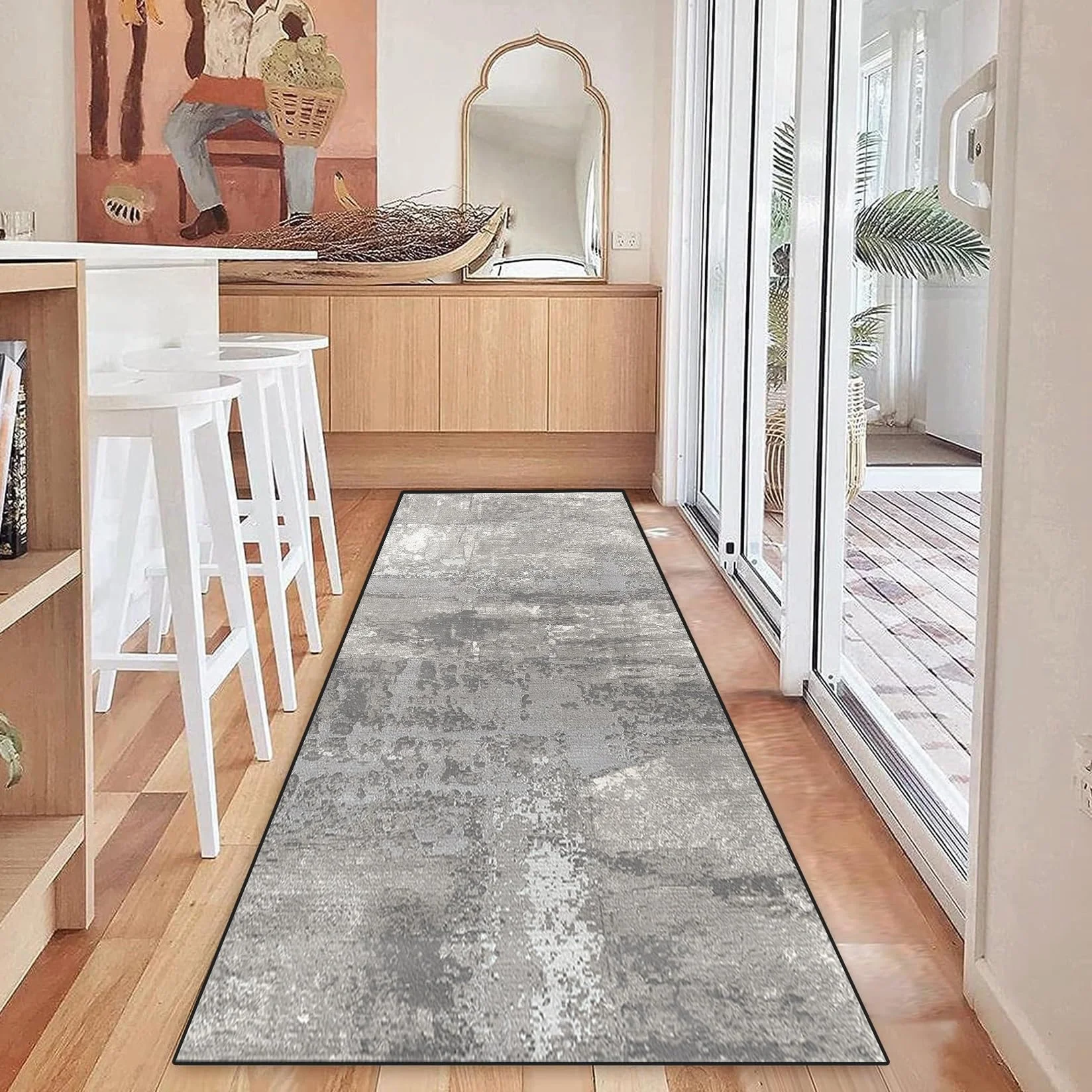Pasillos Antideslizante Alfombra 80 x 220 cm Antideslizante y Lavable Alfombrilla de Cocina, Alfombra Antifatiga Antideslizante Respaldo de TPR para Cocina, Corredor, J