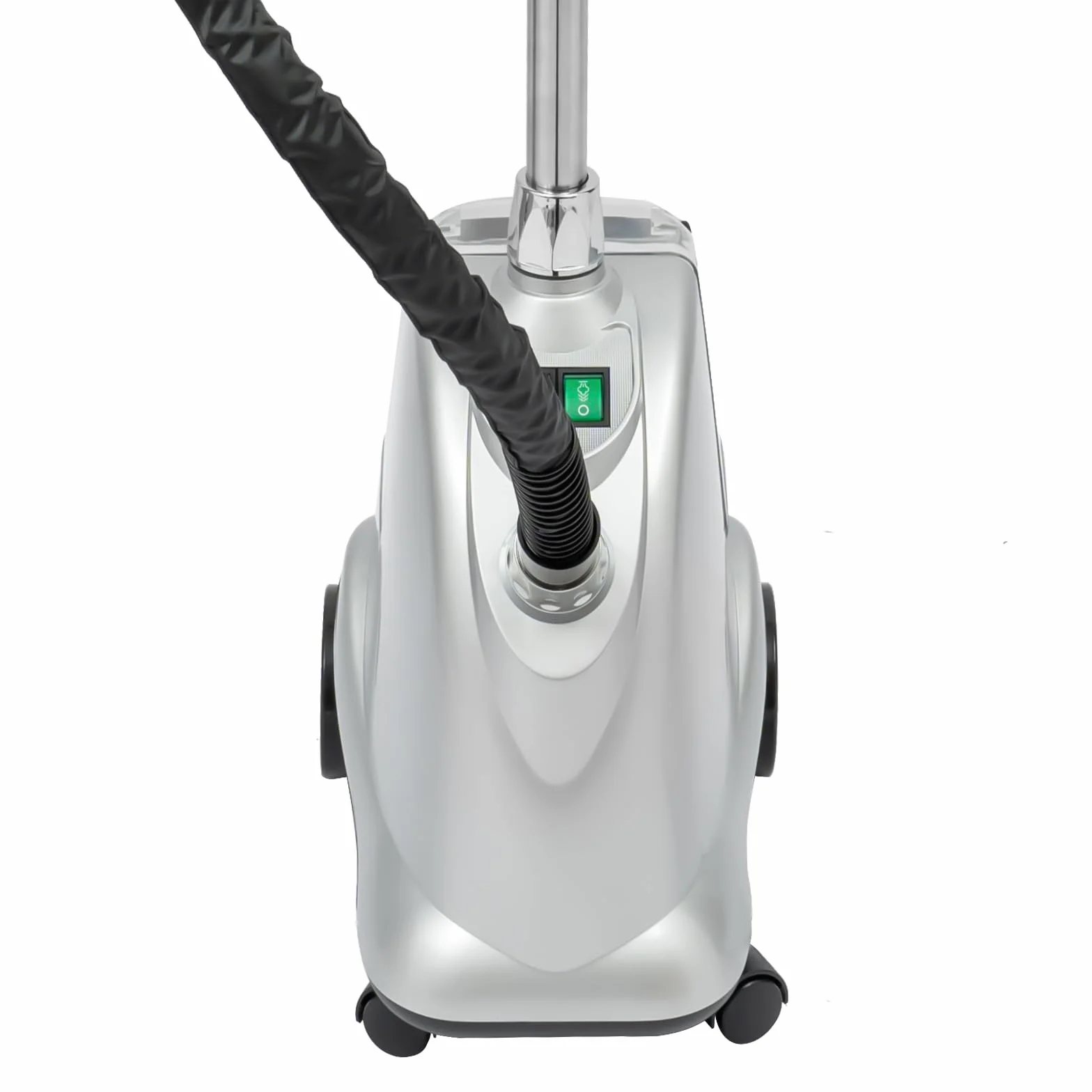 Plancha de vapor vertical de 2200 W para todos los tejidos (3 L, negro, plata)