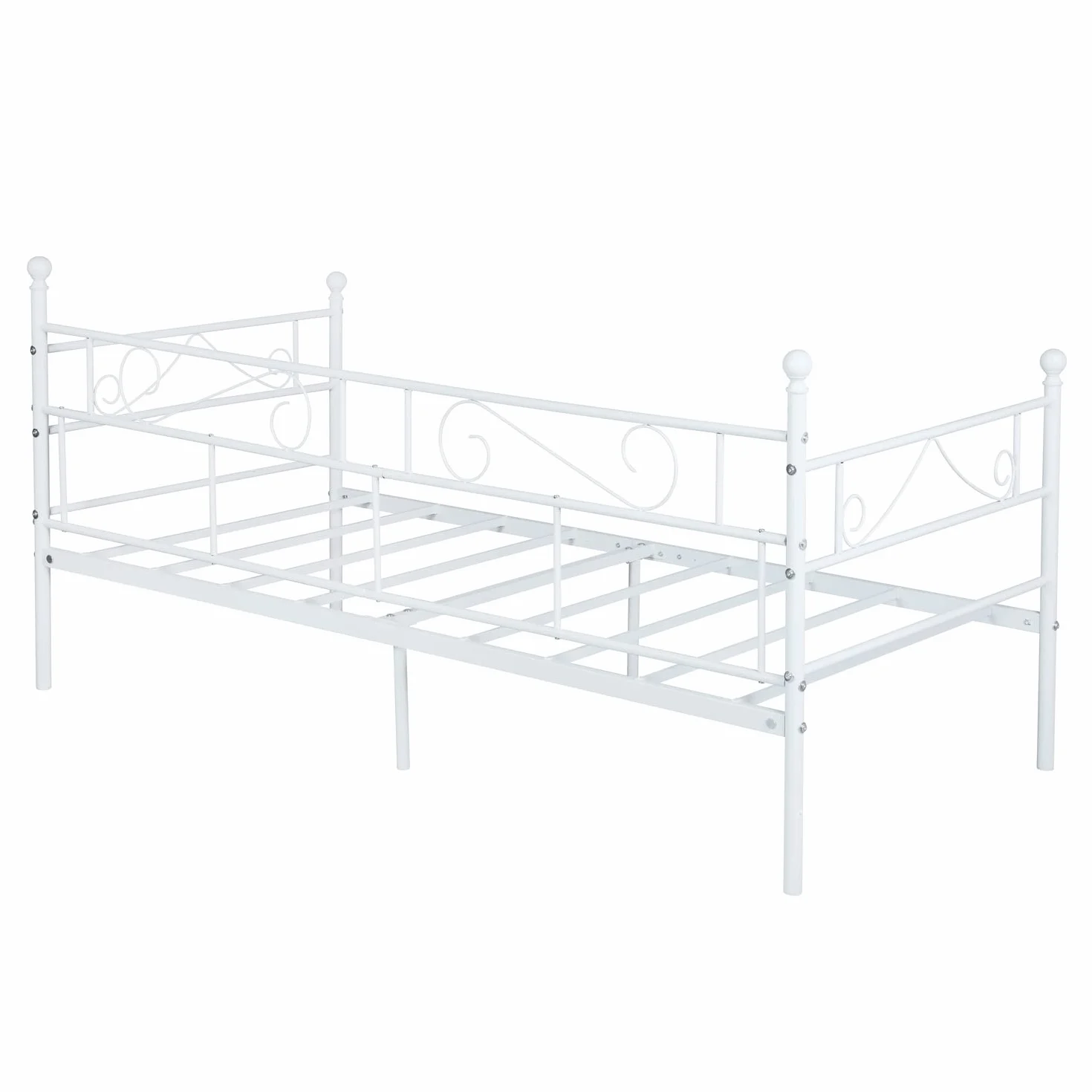 EGGREE Cama Metálica diván Cama Individual Marco de Cama para Niños Habitación Habitación Dormitorio Balcón Jardín Cama Blanco