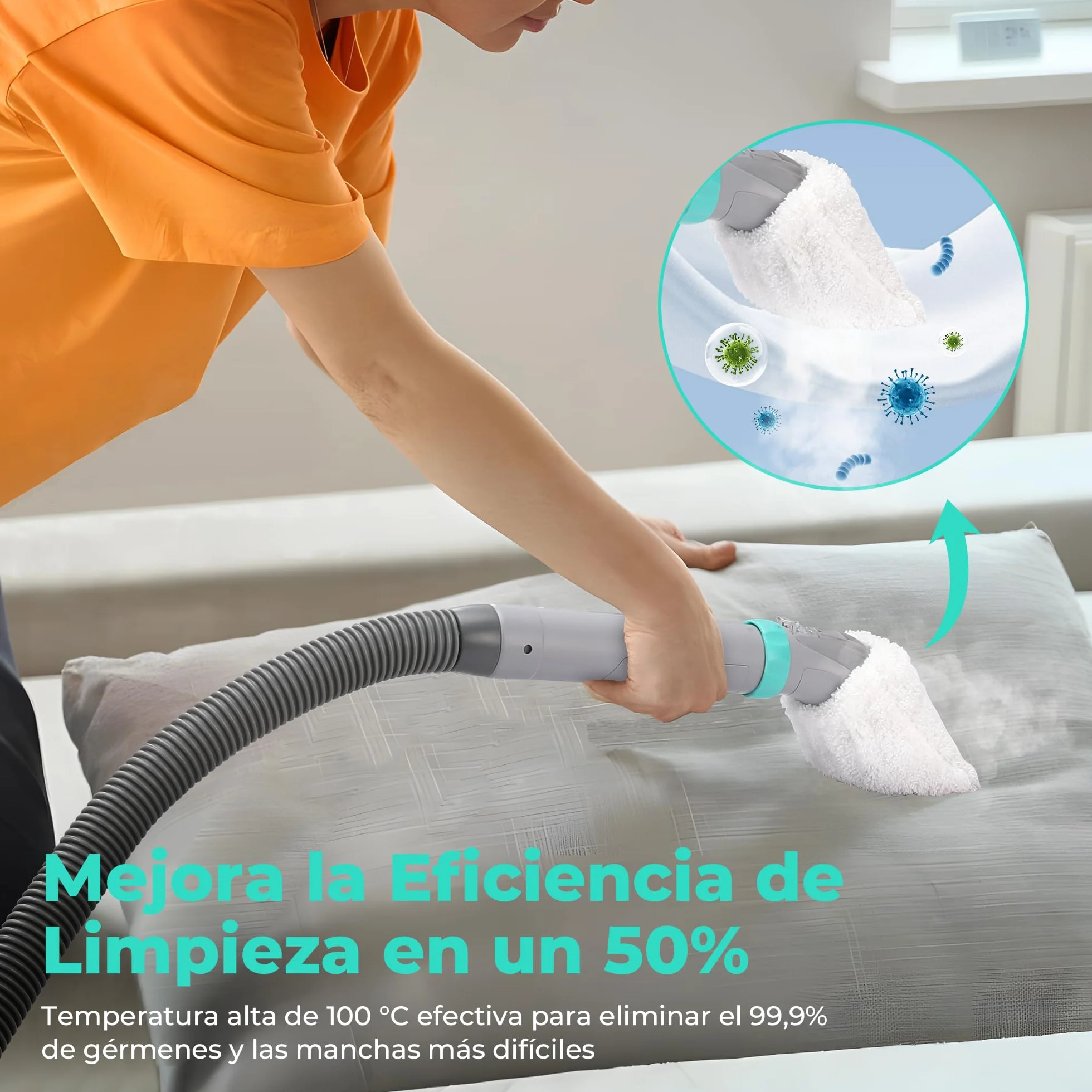 HAUSHOF StainZapper Vapo Limpiador de Alfombras a Vapor, Aspiradora de Agua Tapiceria con Funciones de Agua Caliente y Vapor, Limpia Tapicerias para Sofá, Moquetas, Incluye Detergente y Cepillo, 75 dB
